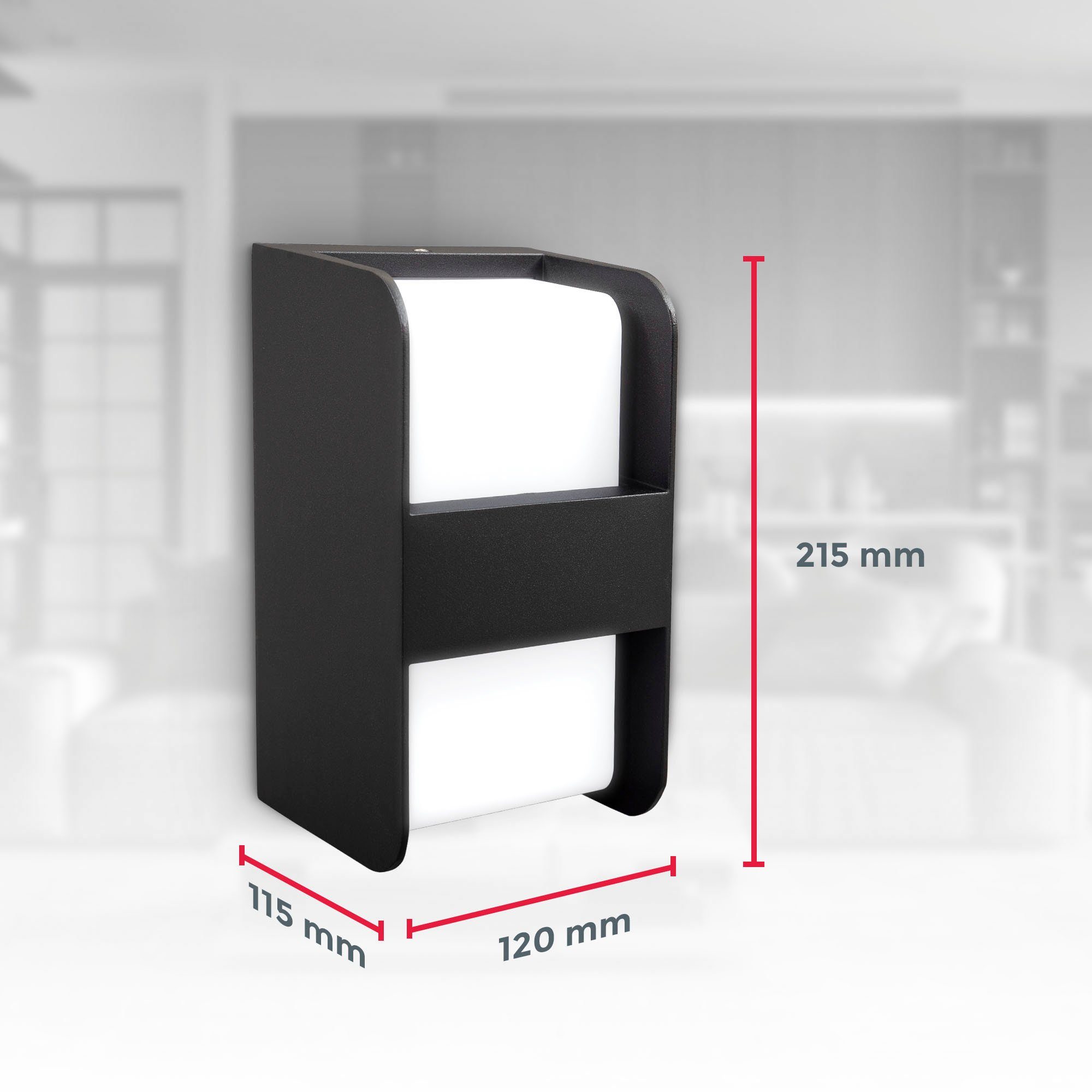 ohne 12W), B.K.Licht (max. Schwarz, Leuchtmittel, IP44, Modern mm, Außenleuchte, 1-Flammig, ohne Leuchtmittel Wandlampe, Außen-Wandleuchte E27-Fassung, 215x120 BK_WL1473