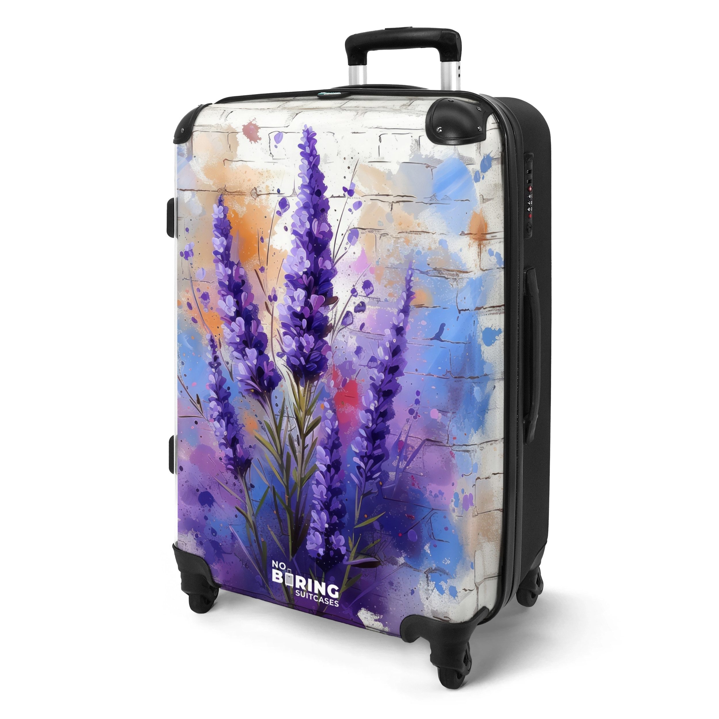 NoBoringSuitcases.com© Hartschalen-Trolley Lila-Lavendel im Graffiti-Stil 6 günstig online kaufen