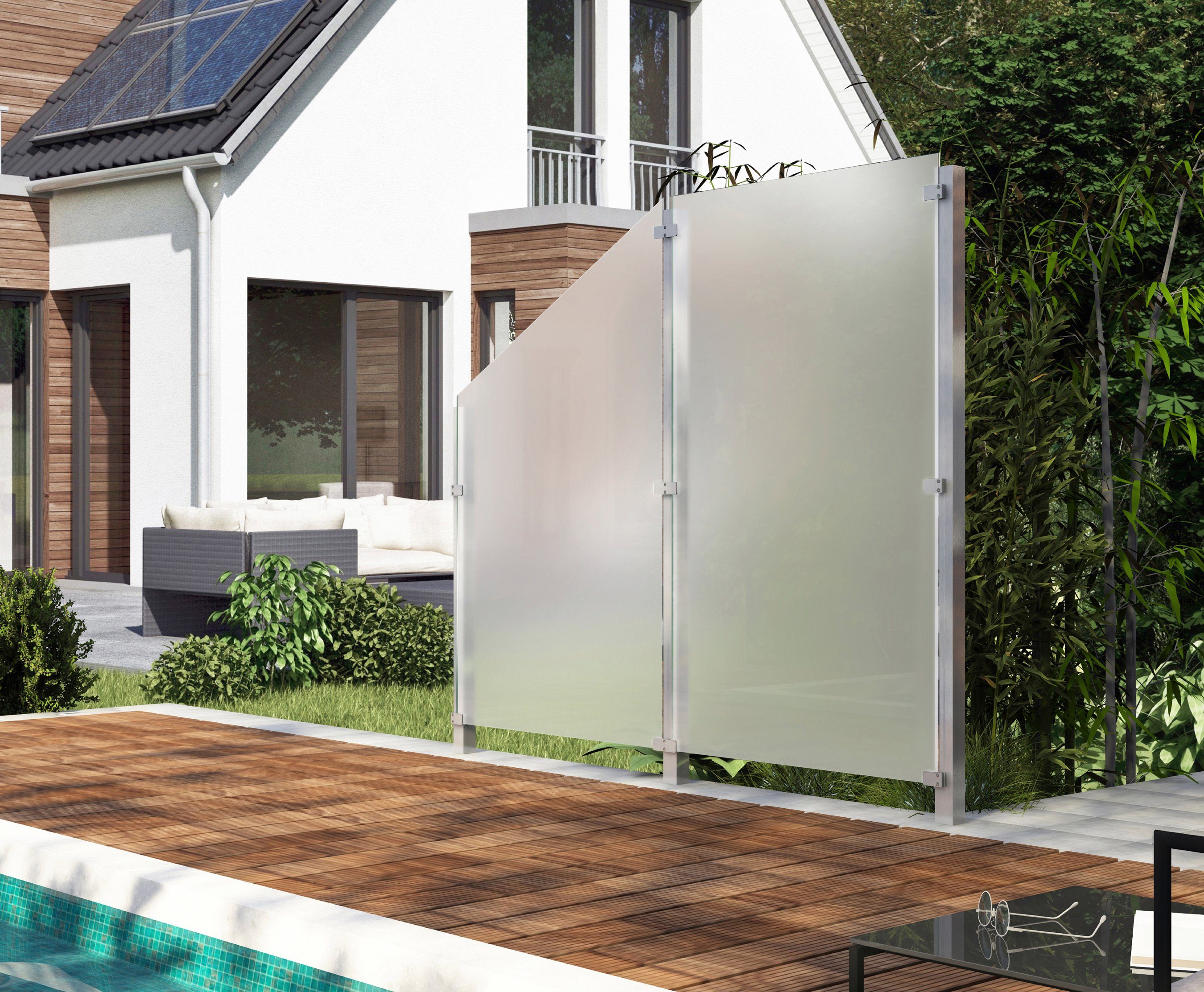 STAKET PRO Zaun, (Set), Glaszaun, Gesamtlänge: 2,29 m, 3 Pfosten