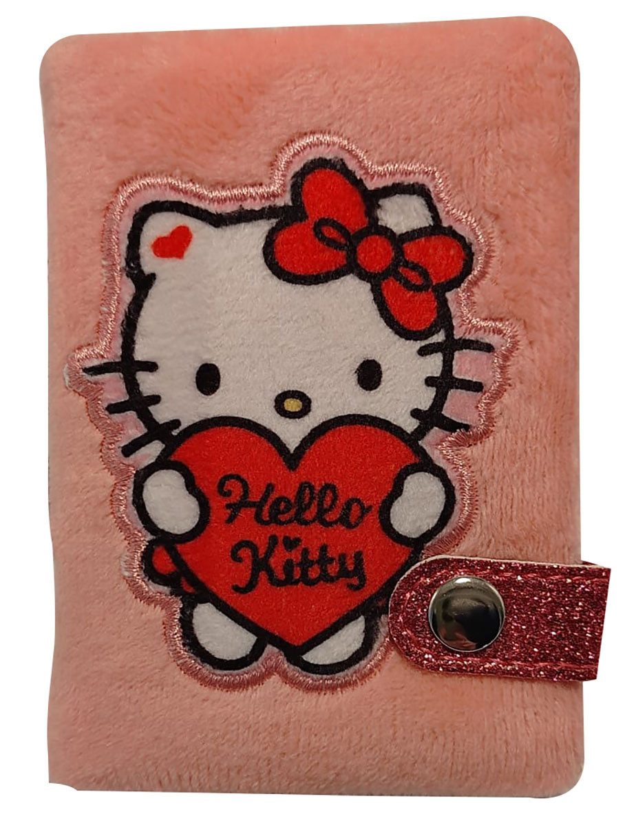 Hello Kitty Notizbuch Hello Kitty Mini-Notizbuch, Notizheft mit Plüsch-Cover, rosa, Glitzer