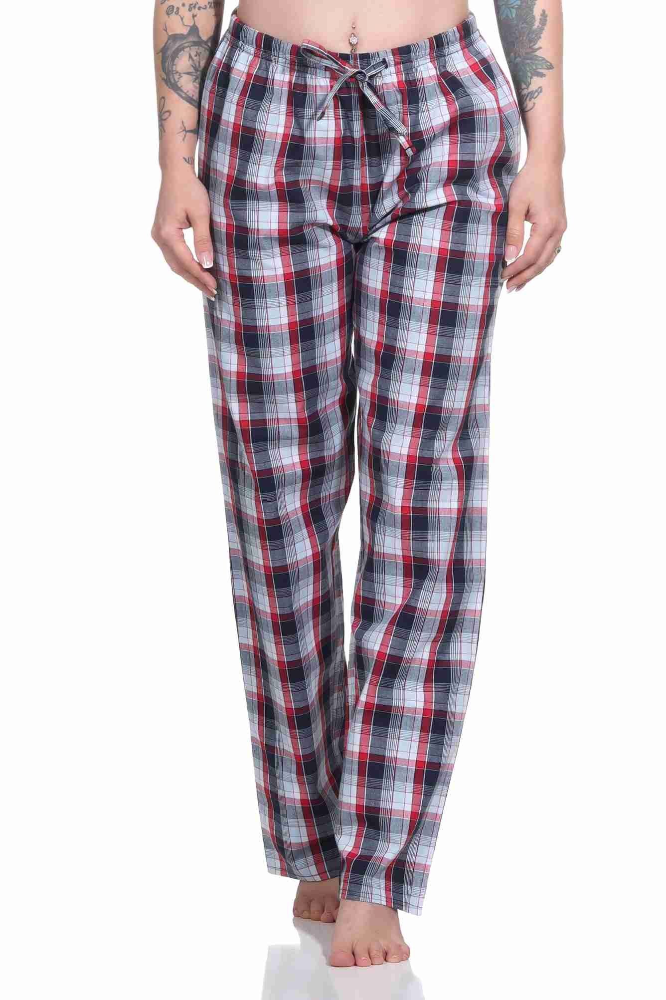 Normann Pyjama Damen Schlafanzug Hose lang gewebt aus Baumwolle – ideal zum relaxen dunkelgrau