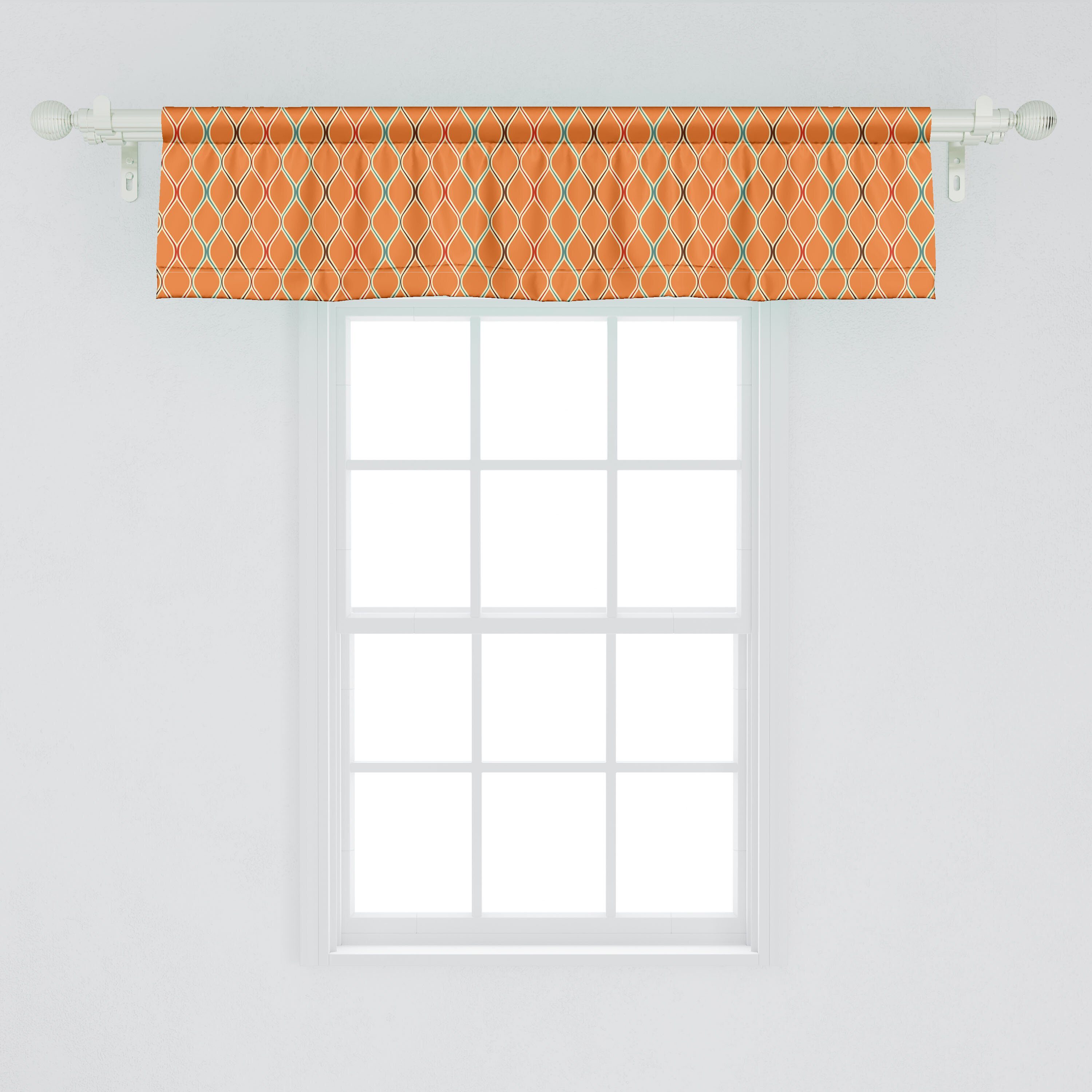 Microfaser, Küche mit Abakuhaus, Inspired Vorhang Orange Scheibengardine Stangentasche, für Schlafzimmer Dekor Volant trippy