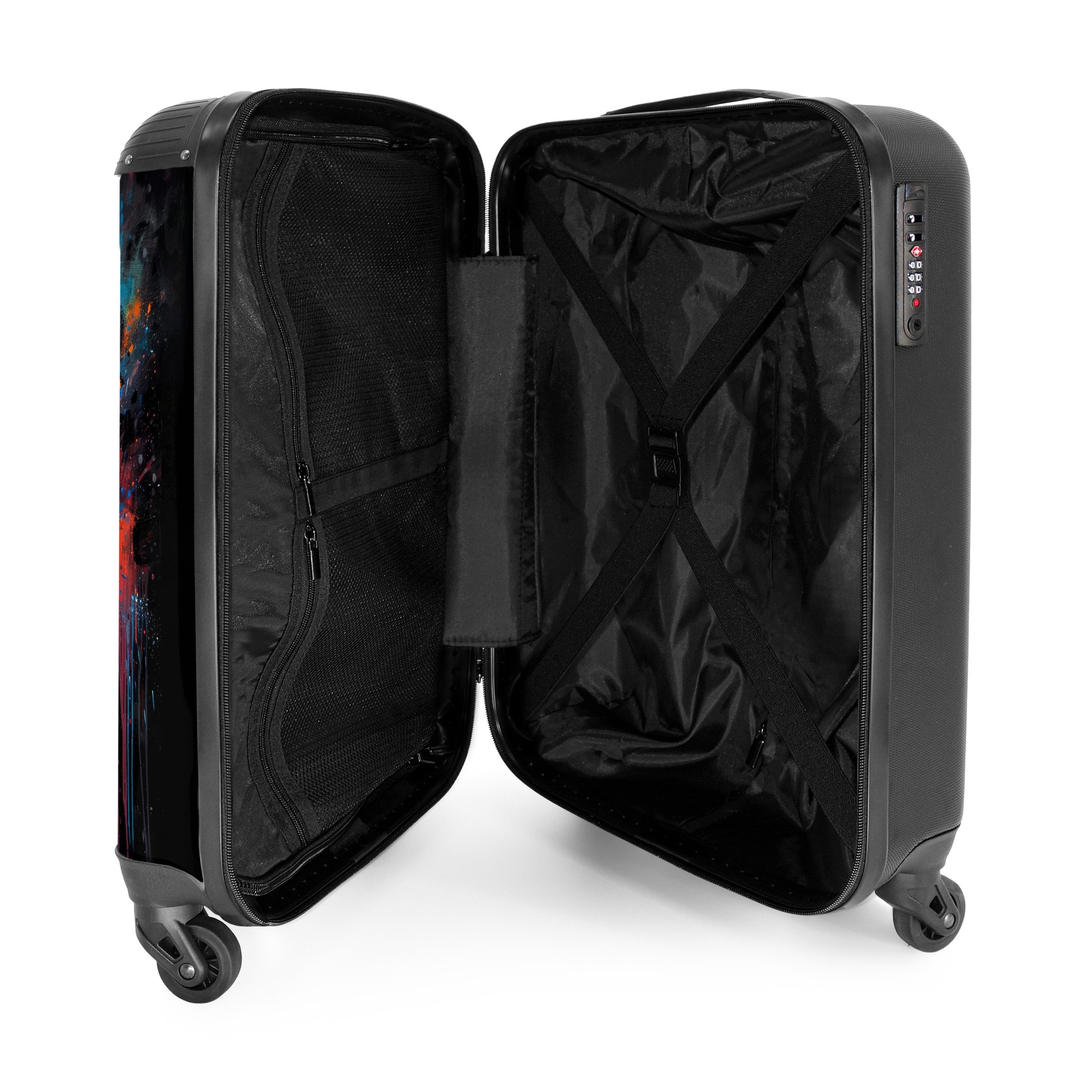 NoBoringSuitcases.com© Hartschalen-Trolley Basketball umgeben von Graffiti 55x35x20cm, 4 Rollen, Reisetasche mit Rollen, Koffer Handgepäck Flugzeug