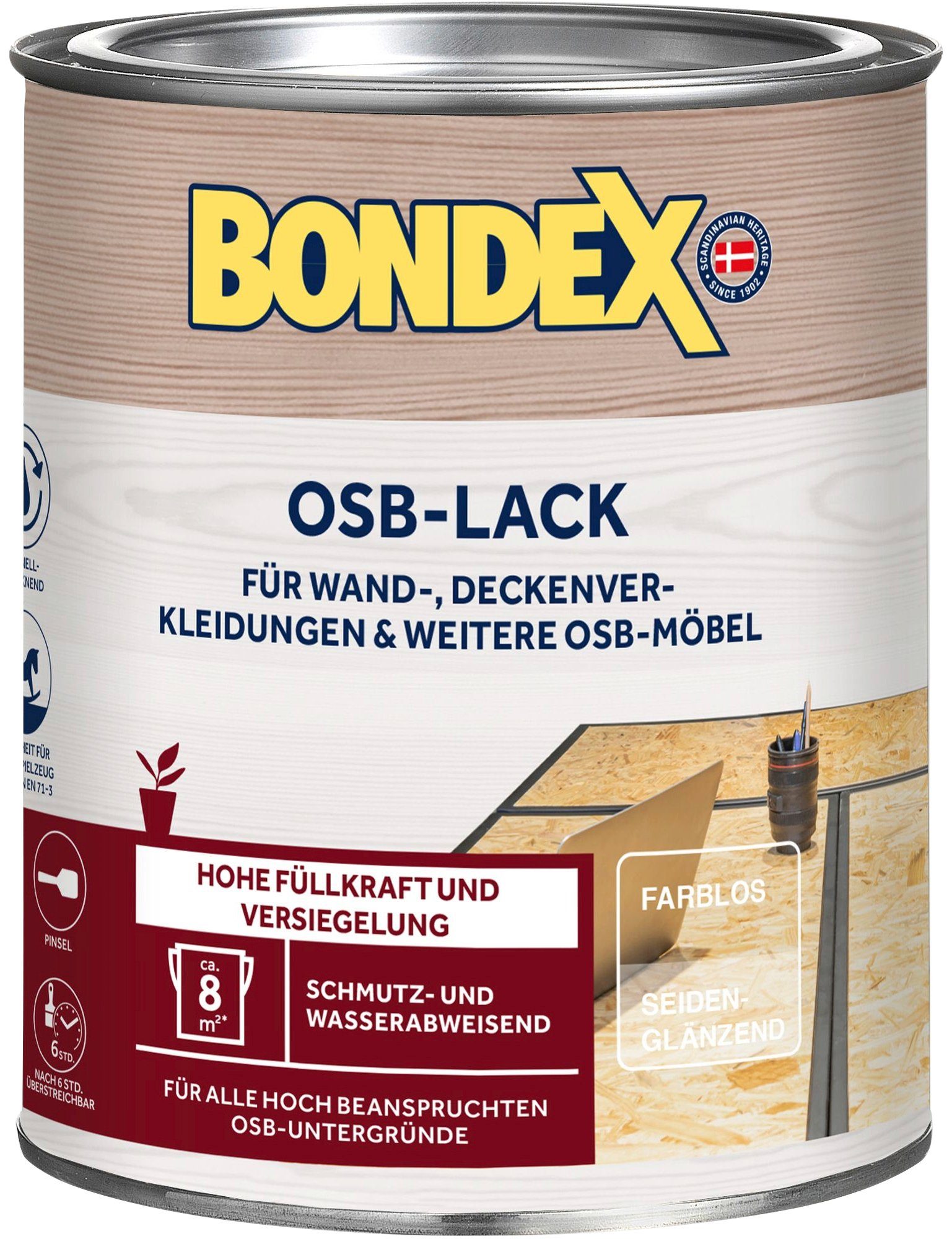 Seidenglänzend, 2,5 Inhalt Liter Bondex / OSB-LACK, Farblos Holzlack