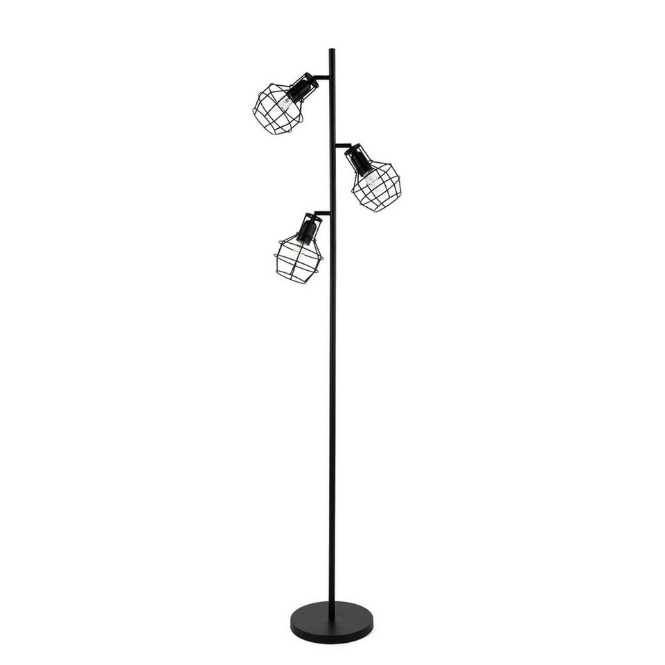 Licht-Erlebnisse Stehlampe MIA, ohne Leuchtmittel, Retro Stehleuchte Schwarz  168 cm