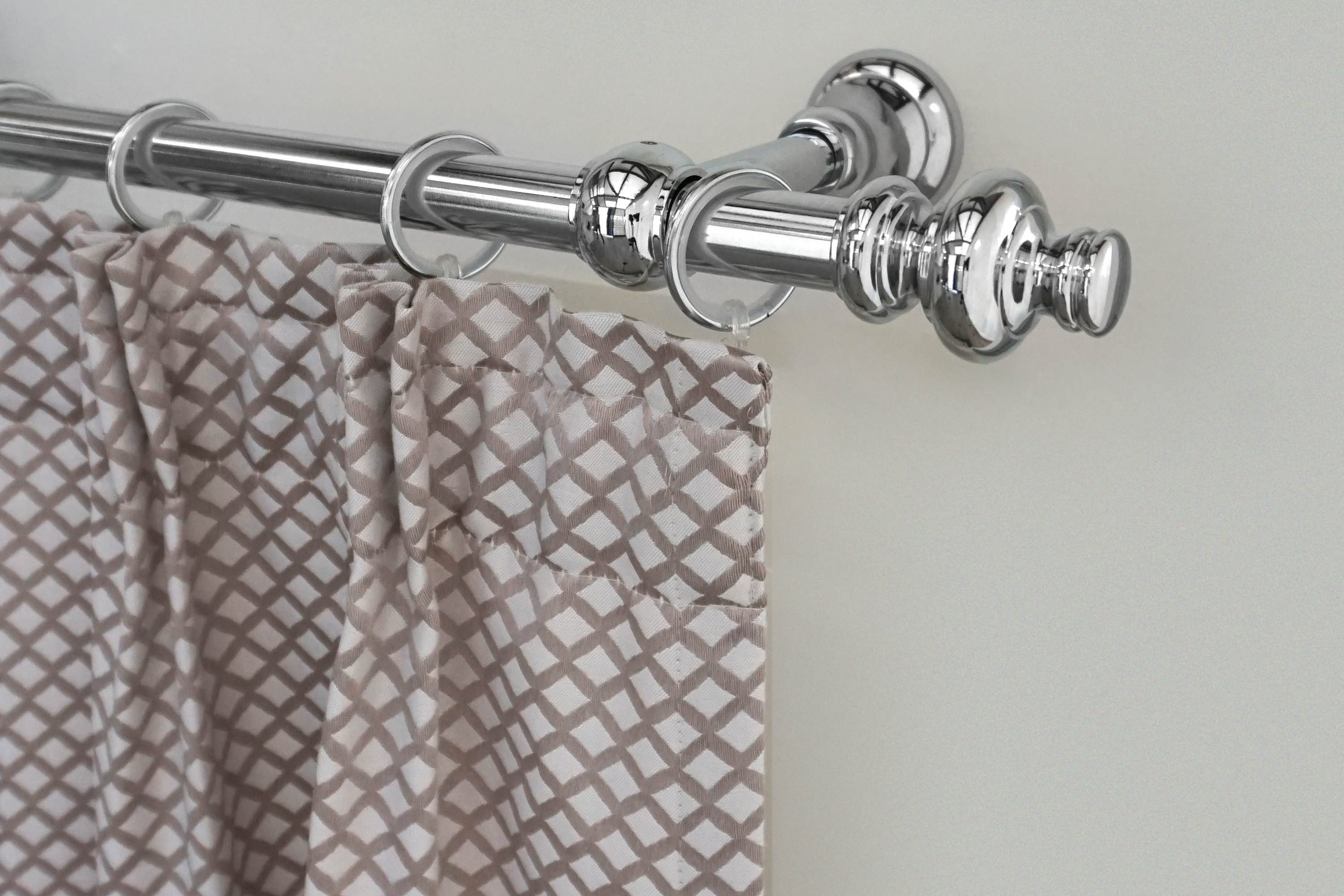 GARESA Gardinenstange ANDREA, Ø 20 mm, 1-läufig, Wunschmaßlänge, verschraubt, Metall, Vorhanggarnitur, verlängerbar, Endknopf Profil groß, mit Ringen