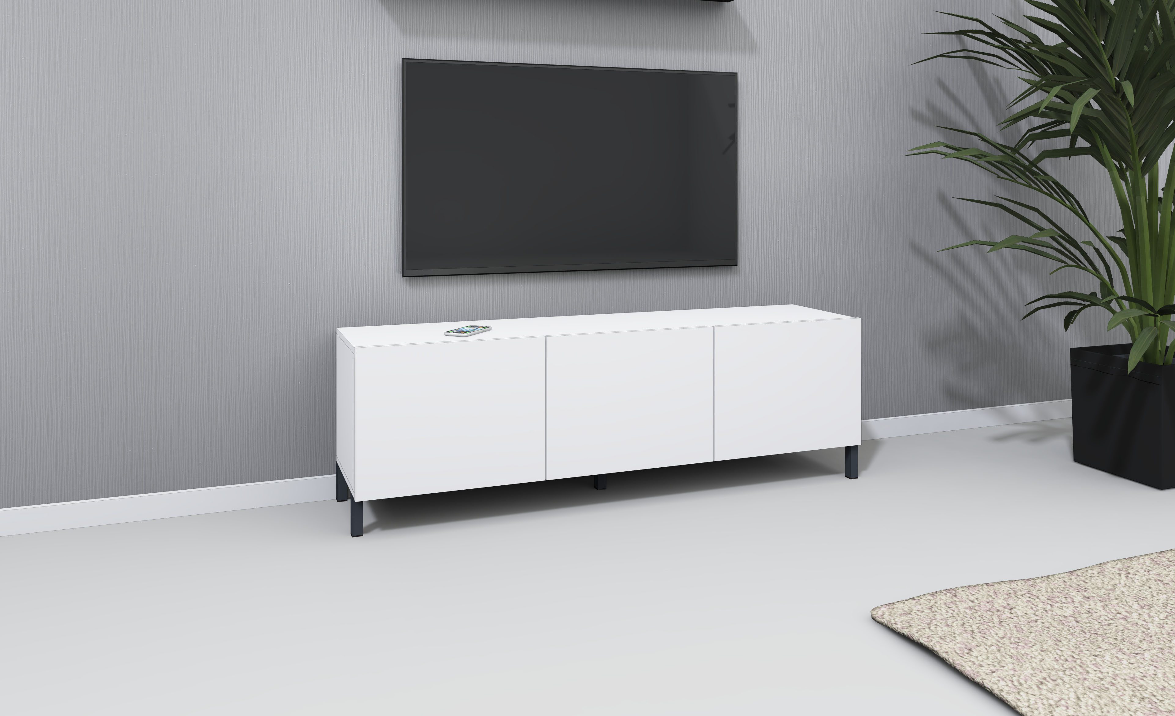 borchardt Möbel Lowboard Sophia, TV-Schrank mit Metallfüßen, Modernes TV-Board, Breite 139 cm, 3-türig