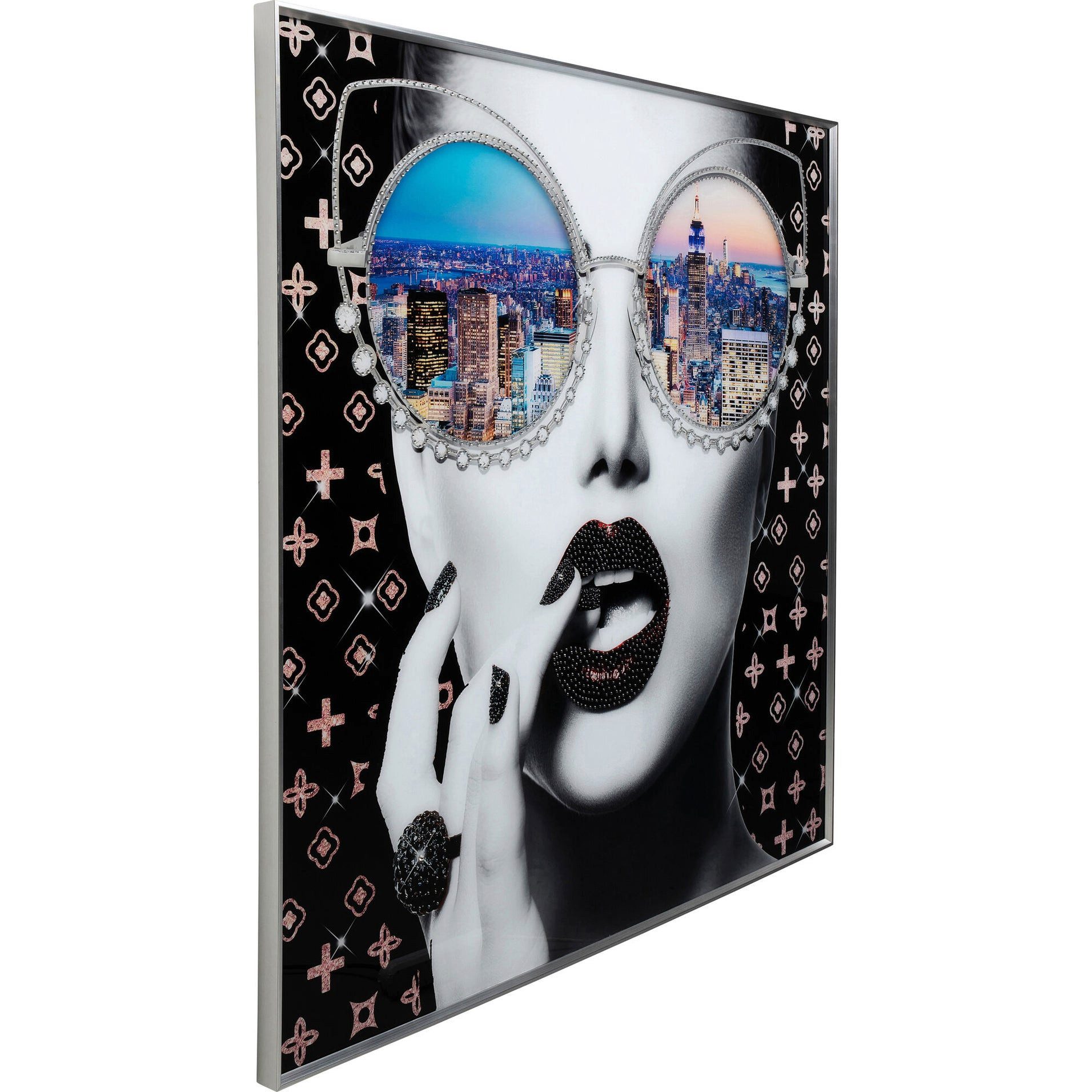 Kare Design Glasbild NY View, Frau, 120x120 cm