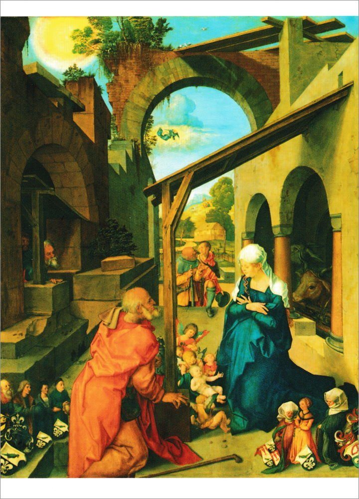 Postkarte Kunstkarte Albrecht Dürer "Die Geburt Christi"
