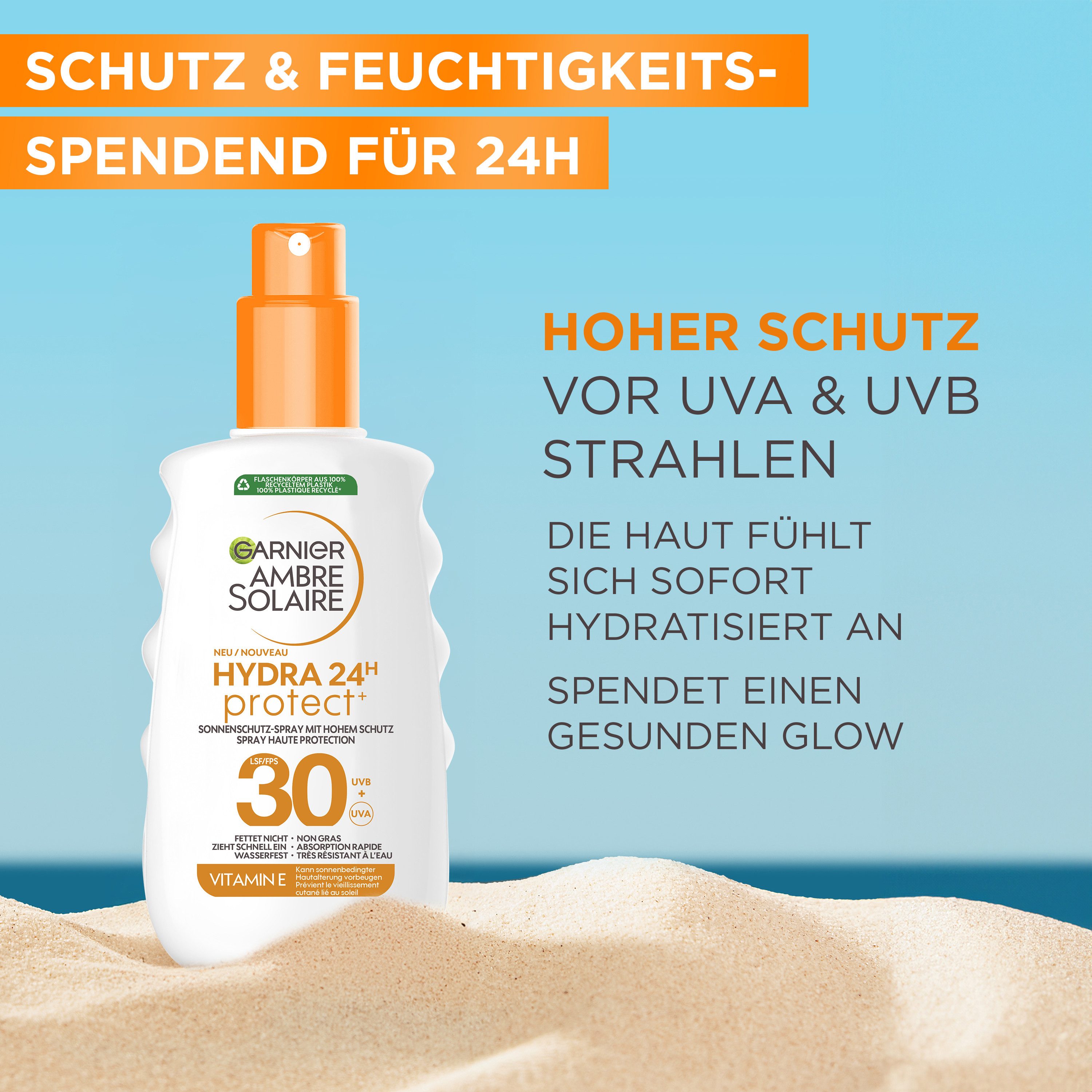 GARNIER Sonnenschutzspray AMBRE SOLAIRE HYDRA 24H PROTECT+ SONNENSCHUTZ-SPRAY LSF 30, Spray-Textur, wasserfeste Formel, mit Vitamin E – Bild 5 von 5