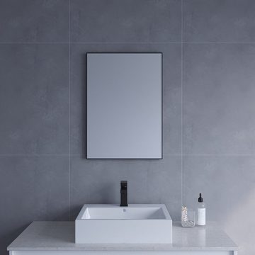AQUABATOS Spiegel Wandspiegel Badezimmerspiegel schwarz Flurspiegel rechteckig modern