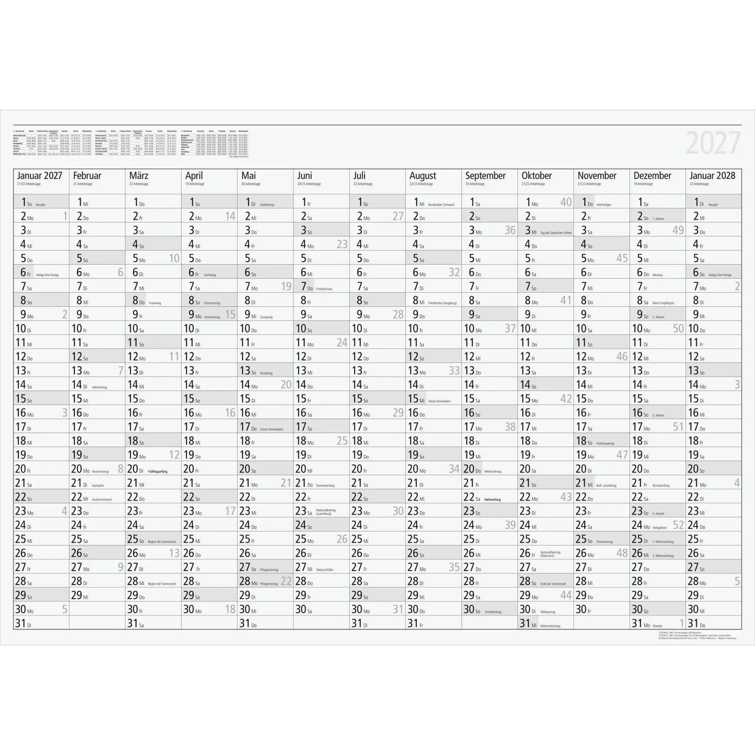 Baier & Schneider Plakatkalender rido/idé 7033610007 Plakatkalender Mod. young design PLUS 2027...