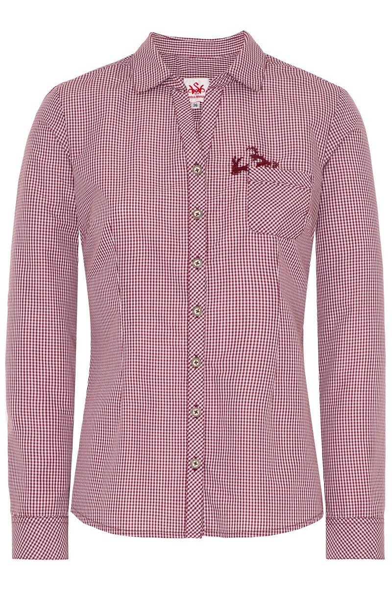 Spieth & Wensky Trachtenbluse Trachtenbluse - PÜNKTCHEN - dunkelrot, dunkel günstig online kaufen