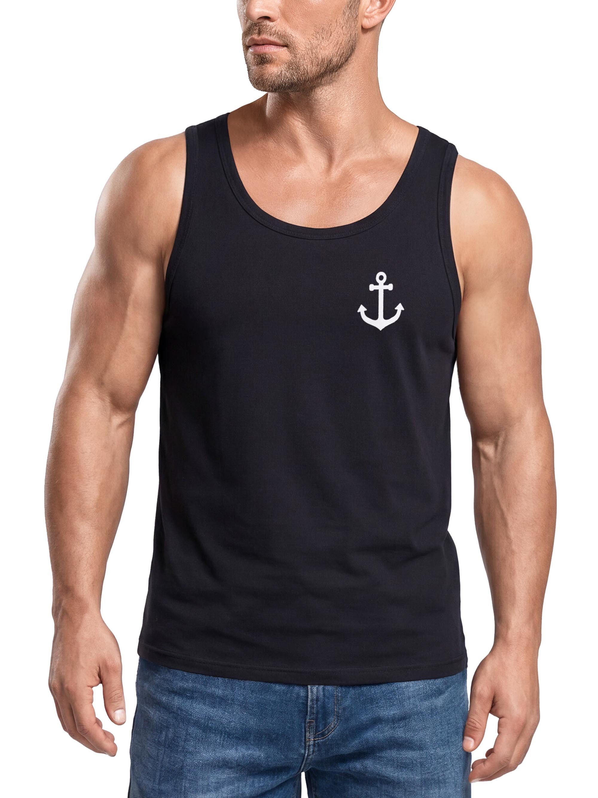Neverless Tanktop Herren Tank-Top Anker Logo Fashion Maritim Segeln Muskelshirt Sommer mit Print