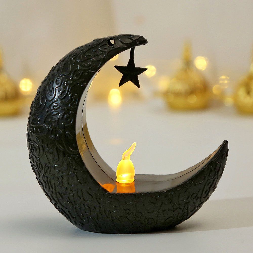 MUPOO LED Nachtlicht Ramadan Mond,Ramadan-Teelichthalter, Kerzenhalter  3D-Illusion,Batterie, Für Schlafzimmern,Wohnzimmern,Ramadan,Eid Muslim,  Warmweiß