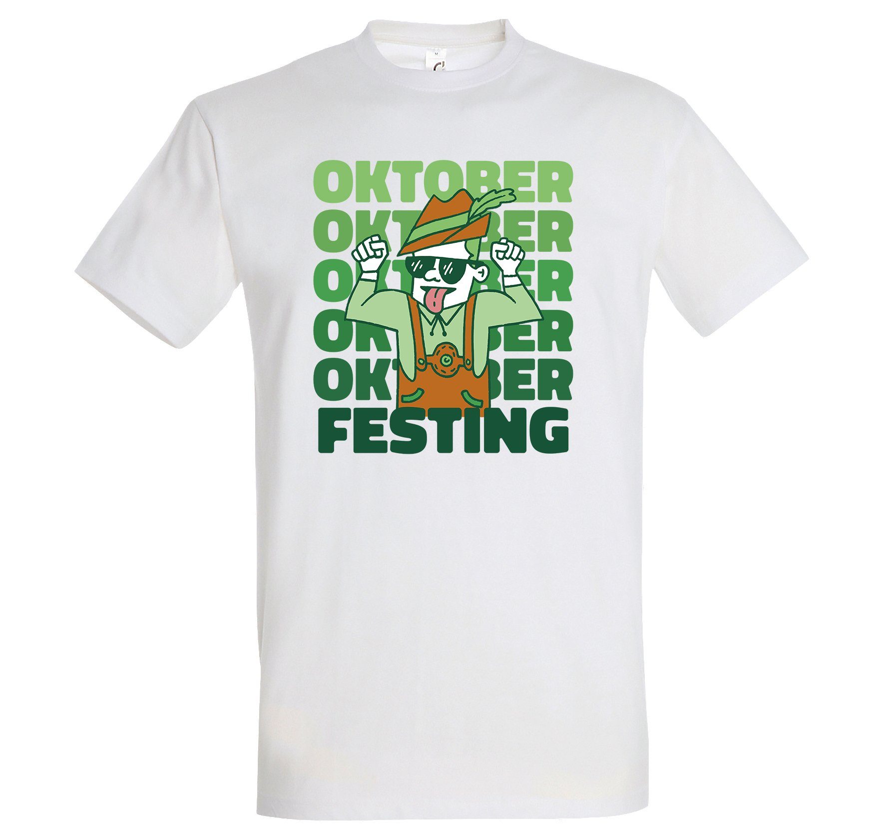 Youth Designz T-Shirt Oktober Festing Party Herren Shirt mit trendigem Frontprint Weiß
