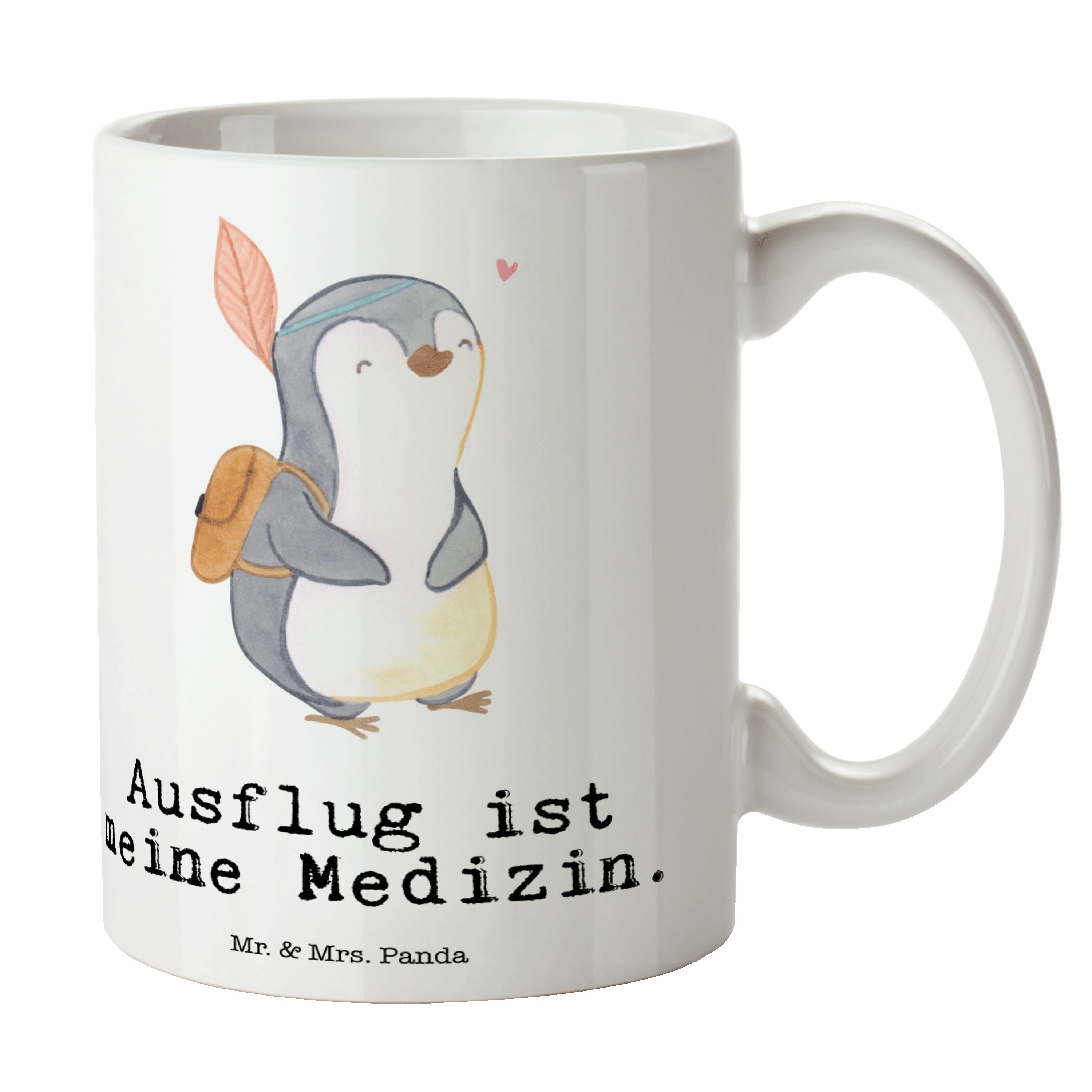 Mr. & Mrs. Panda Tasse Pinguin Ausflug Medizin - Weiß - Geschenk, Kaffeebecher, Teetasse, Ta, Keramik