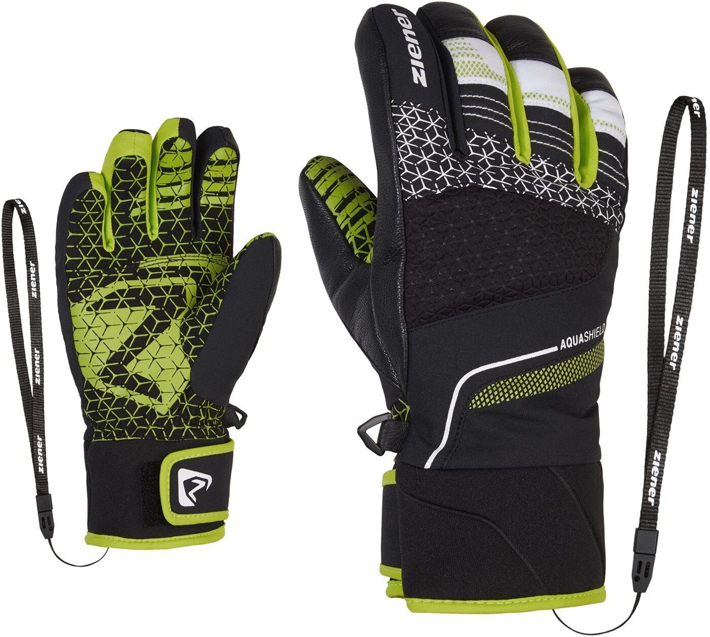 Ziener Skihandschuhe LONZALO AS(R) glove junior BLACK.LIME