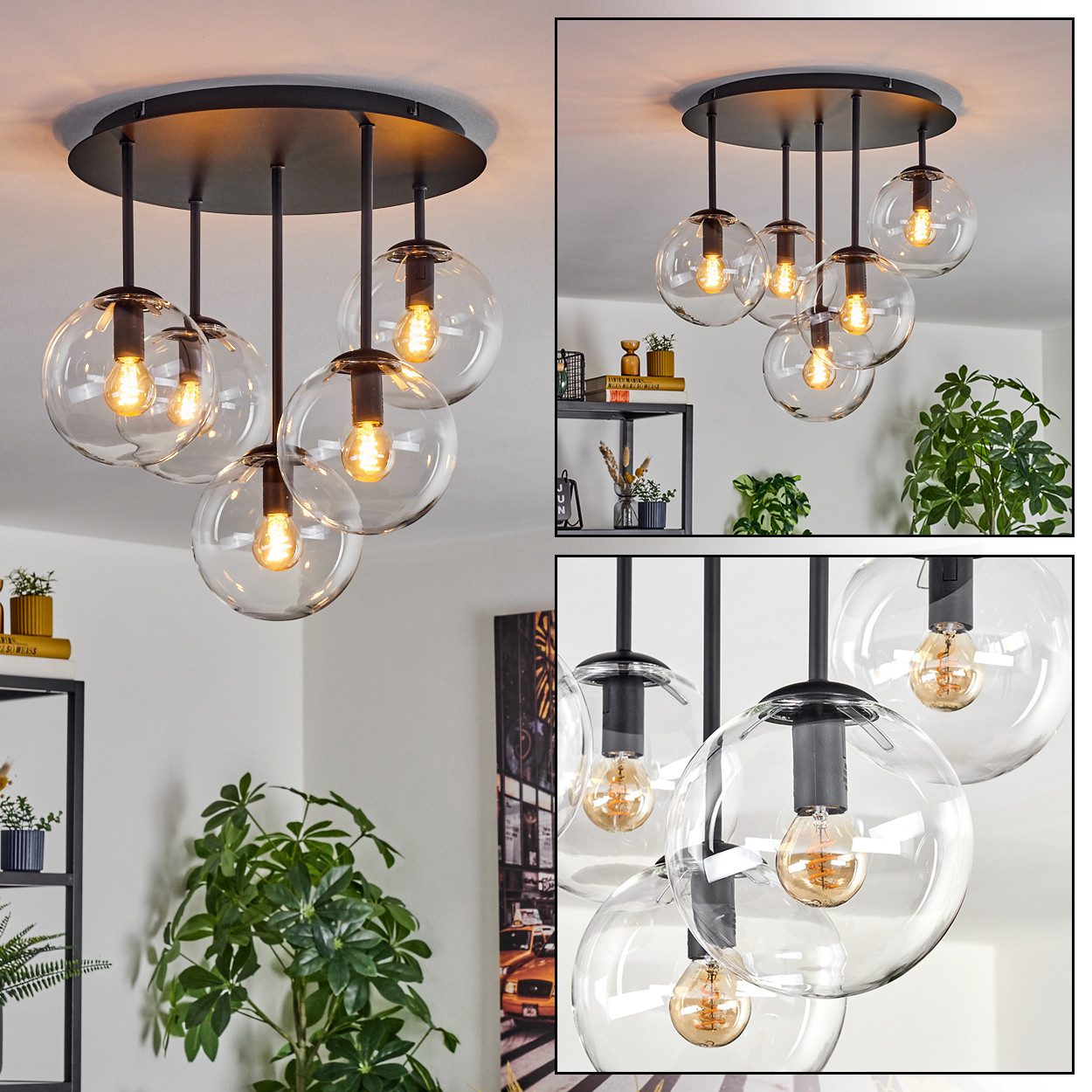 hofstein Deckenleuchte Deckenlampe aus Metall/Glas in günstig online kaufen
