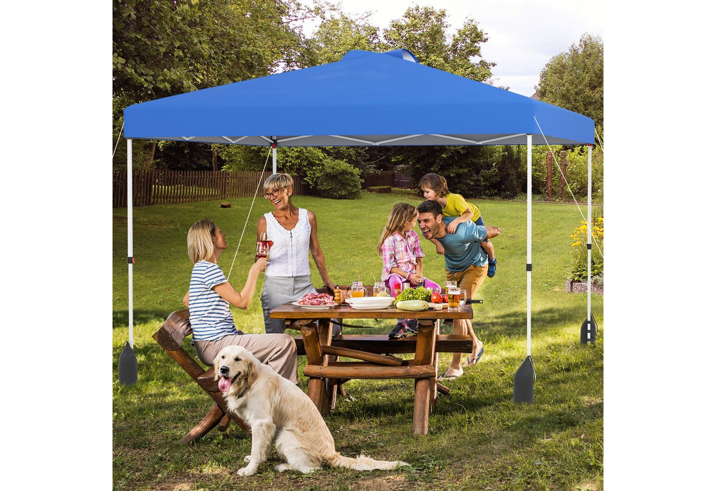 Thumbnail - COSTWAY Faltpavillon, 3*3m Pop-up-Gartenzelt mit 1 Seitenwand, UPF50+