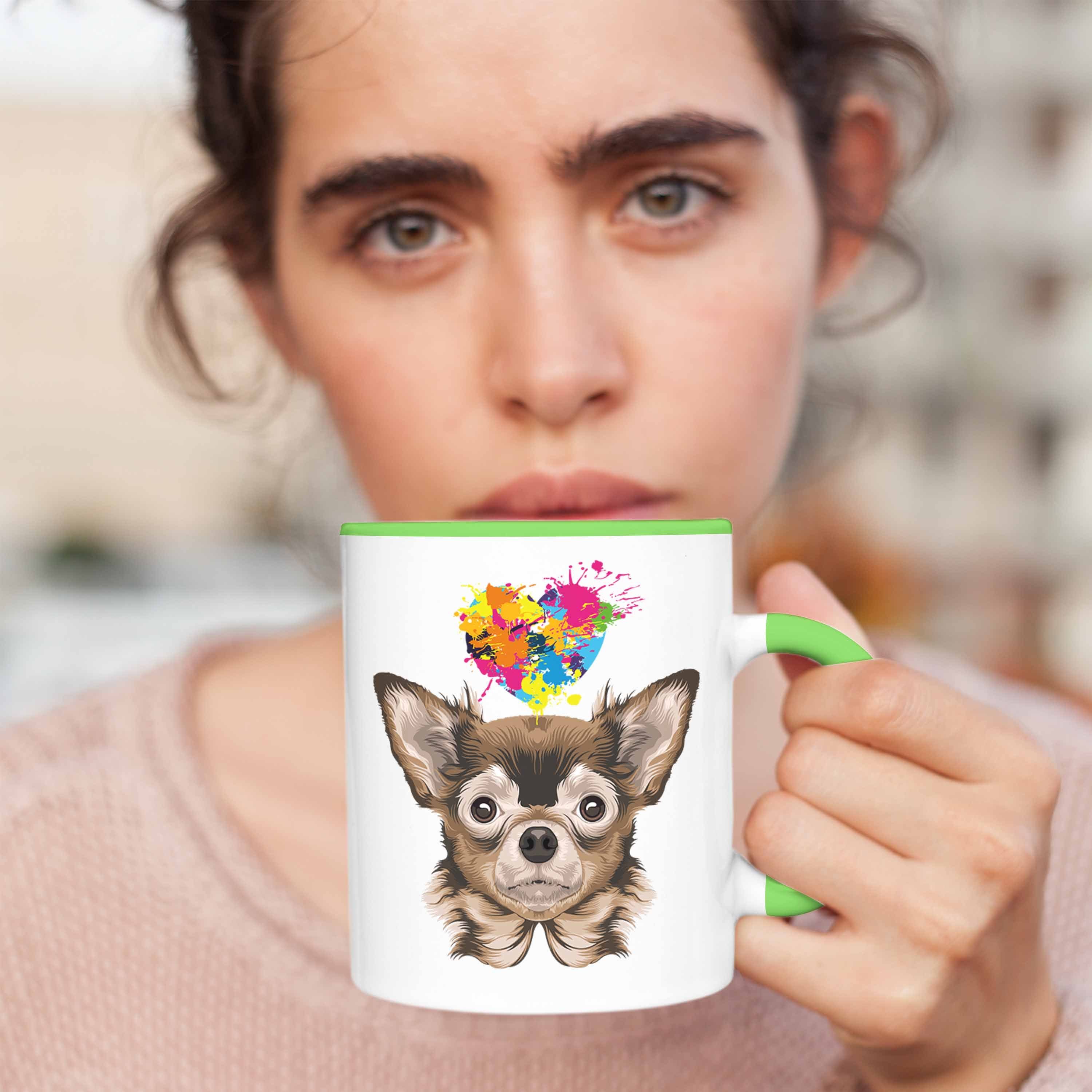 Kaffee-Becher Mama Chihuhahua Trendation Her Tasse Geschenkidee Frauchen Grün Tasse Besitzer