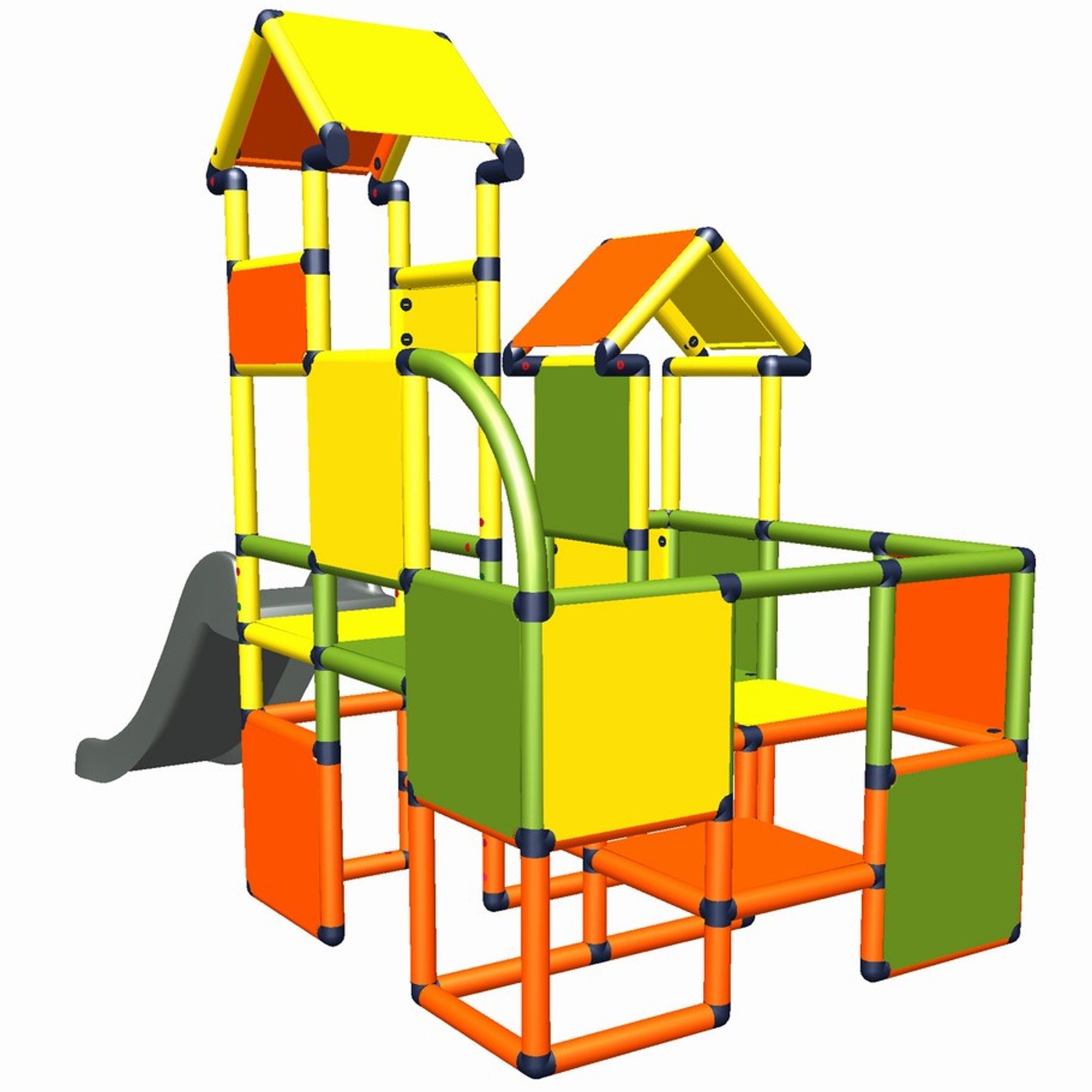 move and stic Klettergerüst "Moritz" Motoriktrainer für Kleinkinder mit Rutsche Konstruktions-Spielset, (aus recyclebarem UV-beständigem Kunststoff), Indoor Outdoor, für das Kinderzimmer oder den Garten