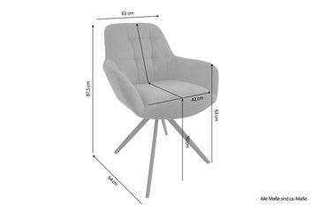 byLIVING Armlehnstuhl SMILLA (2er-Set), Gestell in schwarz, Webstoffbezug in grau