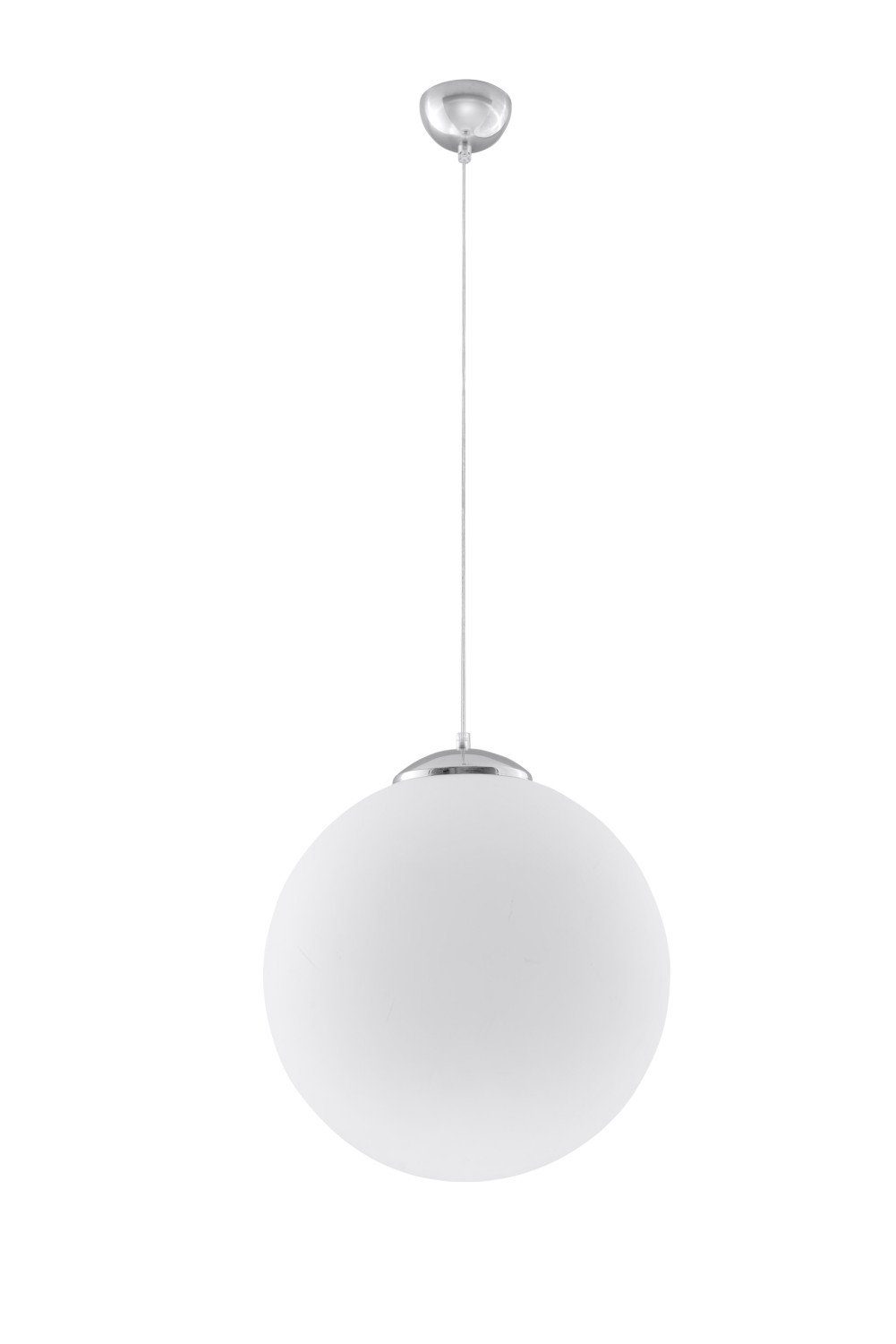Weiß Pendelleuchte Kugelform ohne Esszimmer Schirmleuchte Leuchtmittel, Licht-Erlebnisse Hängelampe Ø40cm Chrom BIANCO, Küche