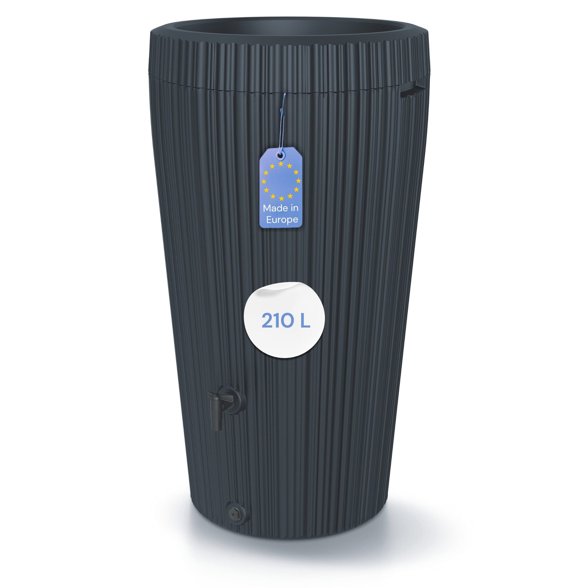YourCasa Regentonne 210 Liter EcoVase, Bepflanzbar, Wasserhahn, Regenwassertank, Frostsicher, Deckel abnehmbar, 210L