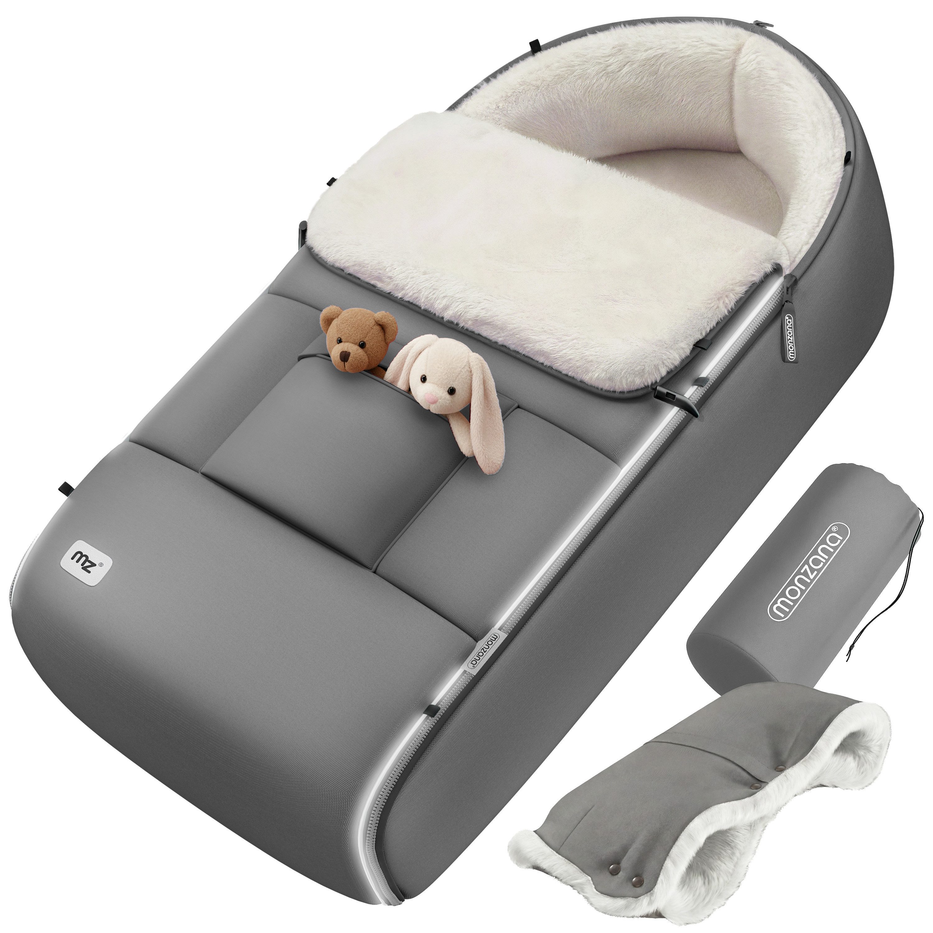 monzana Fußsack, Kinderwagen Handwärmer Winterfußsack - Wasserabweisend, Grau