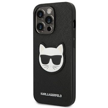 KARL LAGERFELD Handyhülle Case iPhone 14 Pro Kunstleder schwarz Katze Choupette