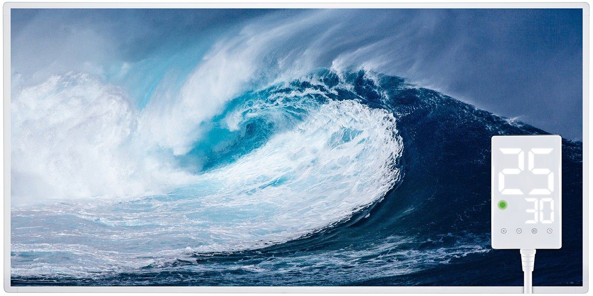 Heidenfeld Infrarotheizung HF-HP105 Welle Elektroheizung mit Thermostat & Fenster-Auf-Erkennung, Infrarotheizung, Infrarot Wand Bild, Heizkörper, Infrarot Heizung