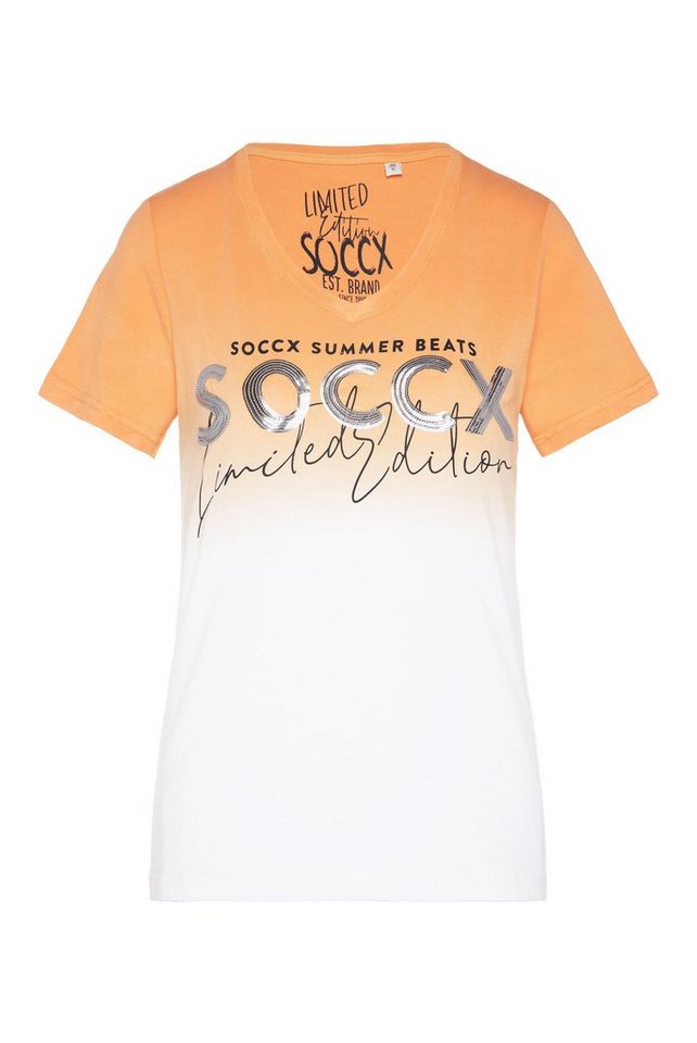 SOCCX V-Shirt mit Elasthan-Anteil, Mit Farbverlauf
