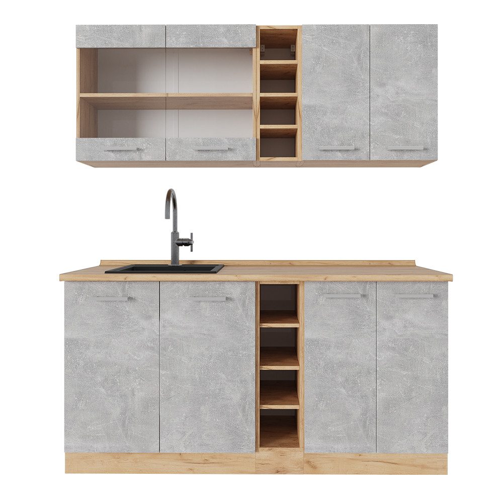 Vicco Küchenzeile R-Line, Beton/Goldkraft Eiche, 160 günstig online kaufen