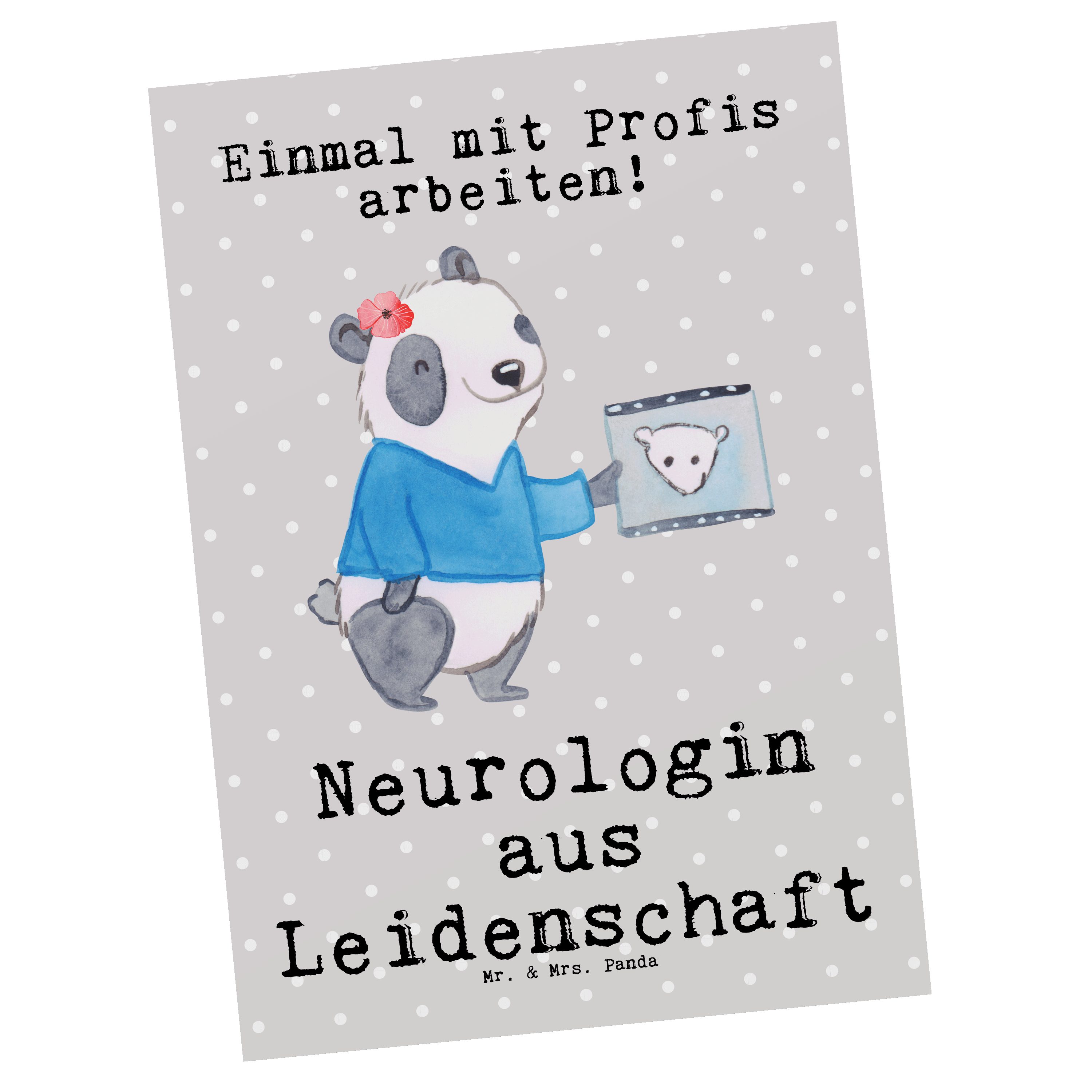 Einladu Geschenk, - - Postkarte Grau Mr. aus Neurologin Mrs. Pastell Beruf, & Panda Leidenschaft