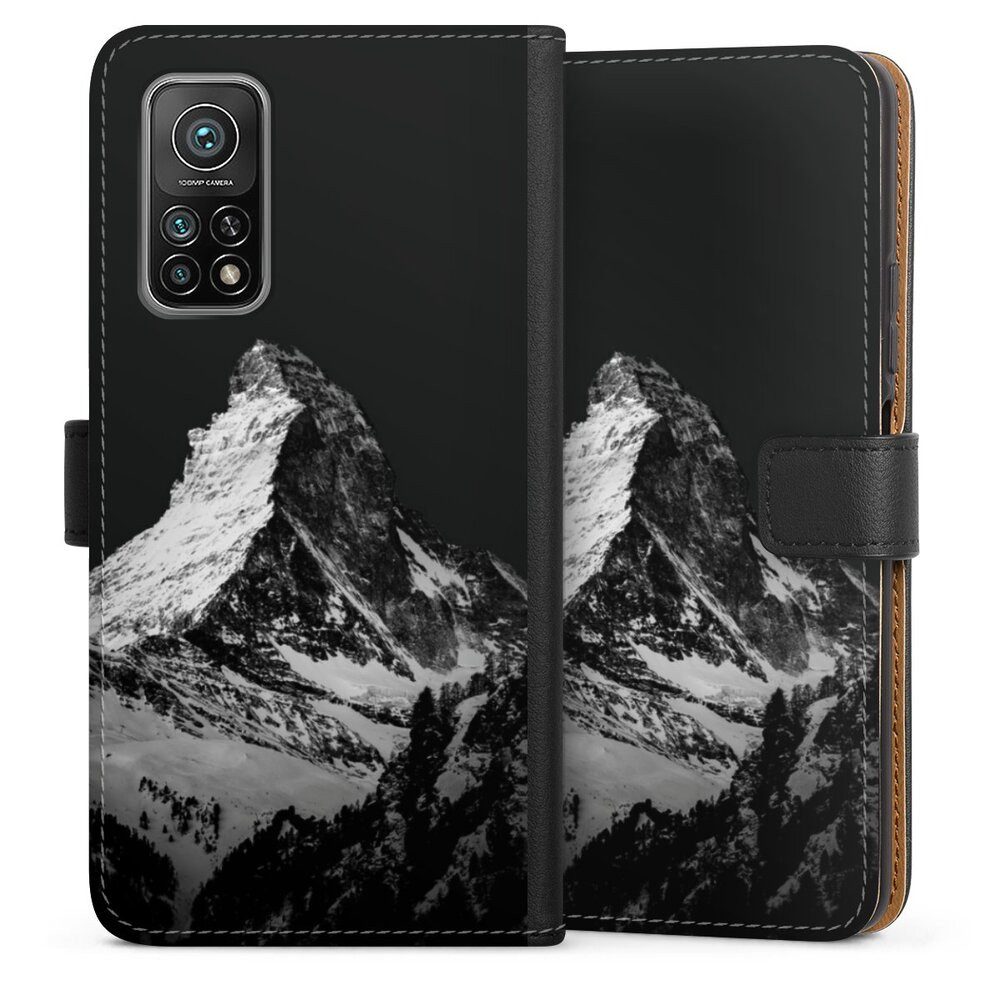 DeinDesign Handyhülle Berg Schnee Alpspitze Snow Capped Mountains Grayscale, Xiaomi Mi 10T Pro 5G Hülle Flip Case Klapphülle Handytasche Leder