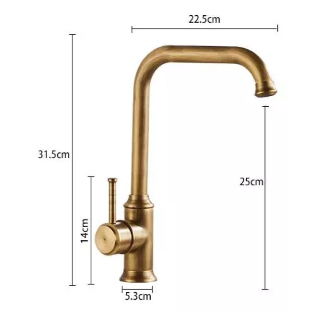 Kinaree Badarmatur Retro Messing Wasserhahn SILAR Bad Waschtischarmatur für Aufsatzbecken Messing, gebürstet, Armatur – Bild 5 von 5