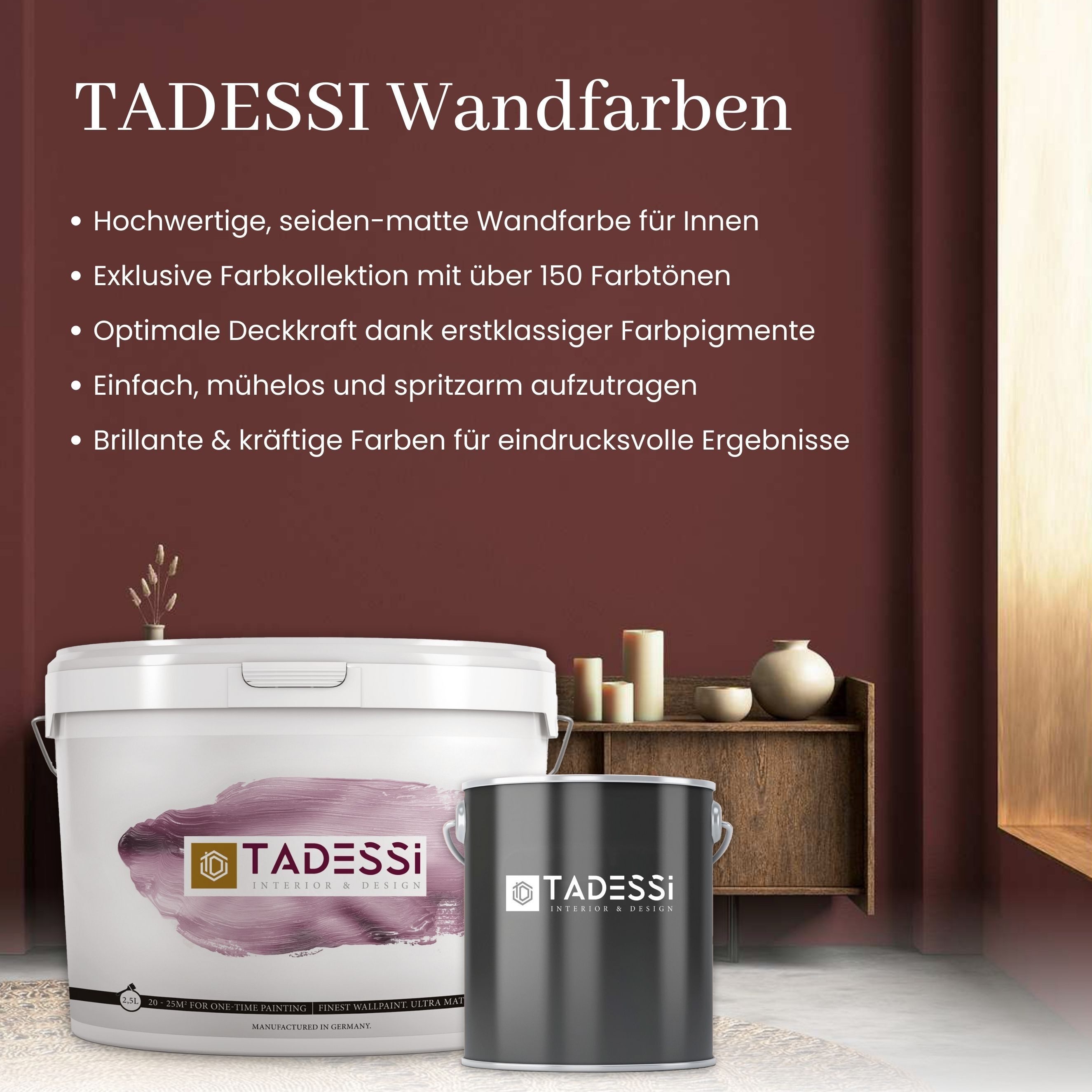 Tadessi Wandfarbe Wall Select - Weiche Grautöne - Dispersion - 1L