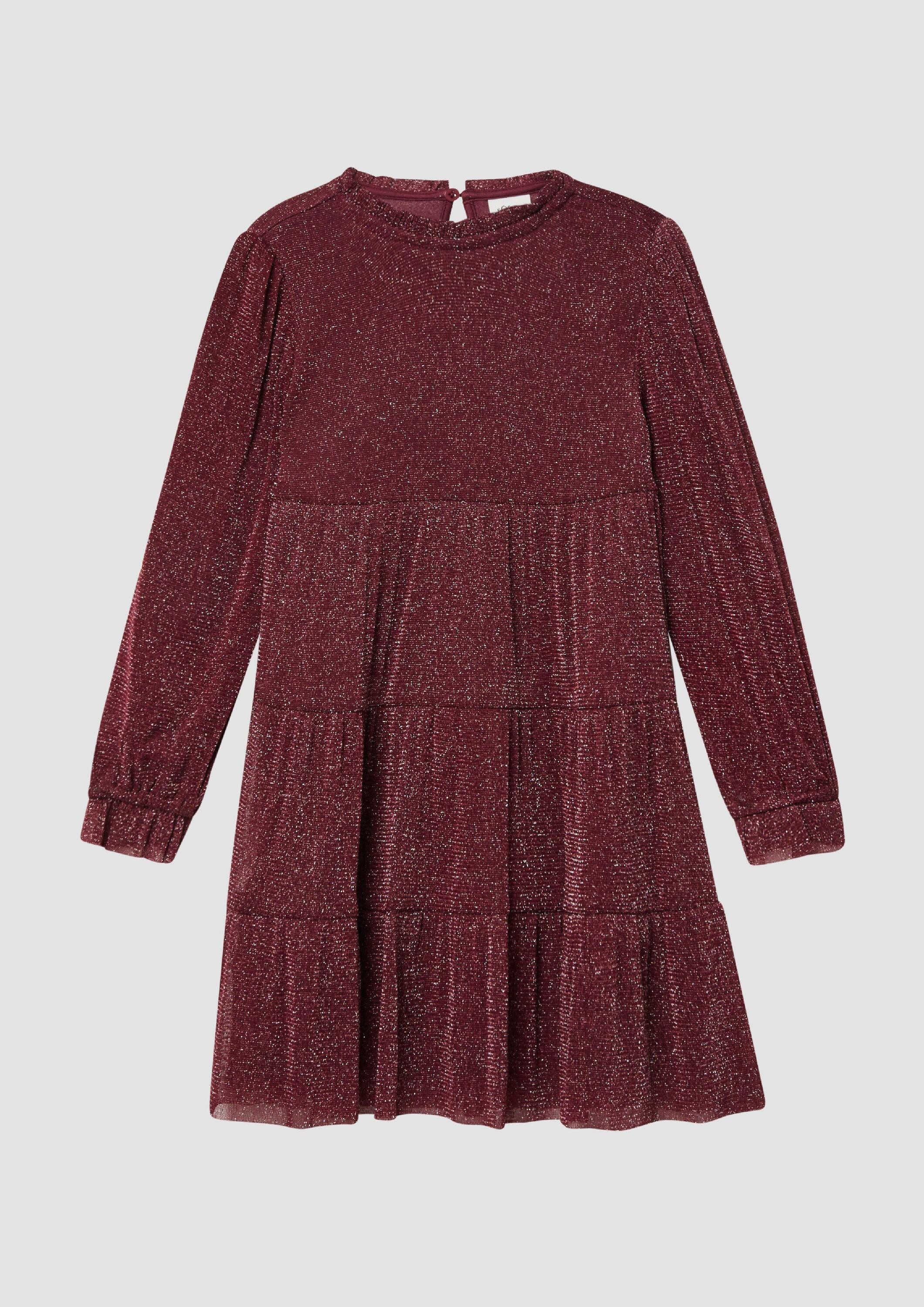 s.Oliver Midikleid Kleid Stufenkleid aus weichem Glitzer-Mesh