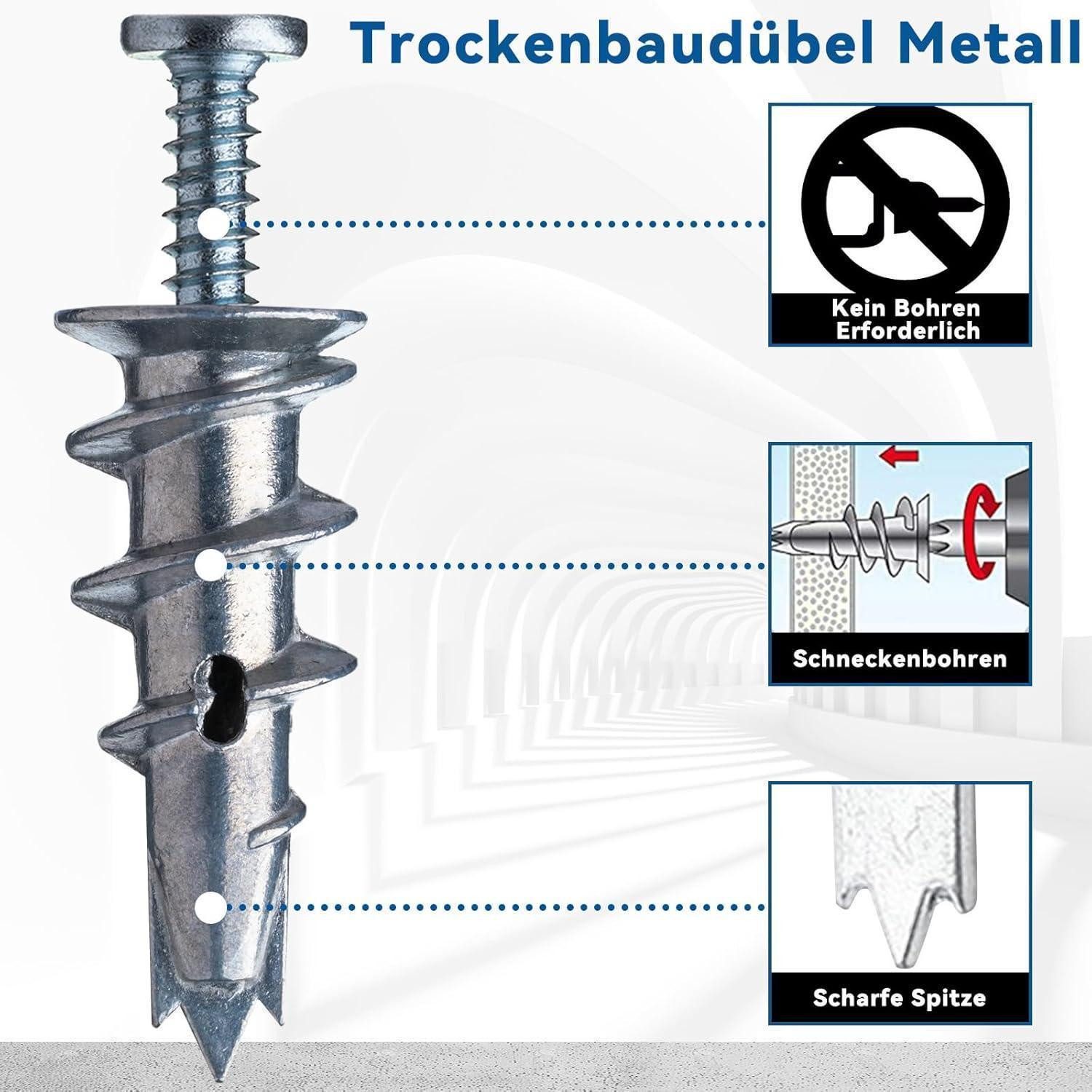 LuxusKollektion Gipskartondübel 50 Stk. Rigipsdübel Metall selbstbohrend
