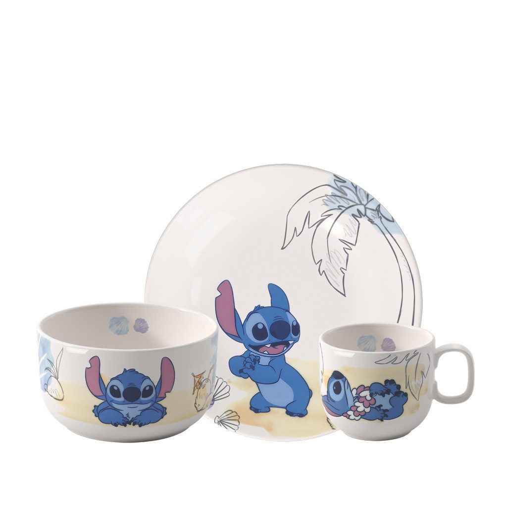 Villeroy & Boch Kindergeschirr-Set Disney Stitch Kindergeschirr-Set 3er Set (3-tlg), 1 Personen, Porzellan