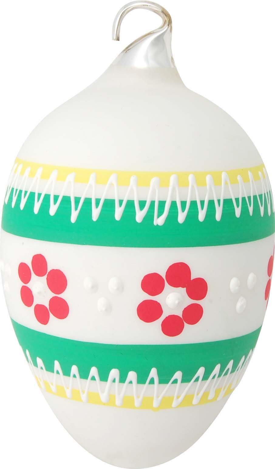 Krebs Glas Lauscha Osterei buntes, verspieltes Design, Frühling, Osterdekoration (Set, 5 St., 1 großes Ei: Ø 6cm/Höhe 10cm, 4 kleine Eier: Ø 4,5cm /Höhe 8cm), Mundgeblasenes und handbemaltes Glas, Made in Germany