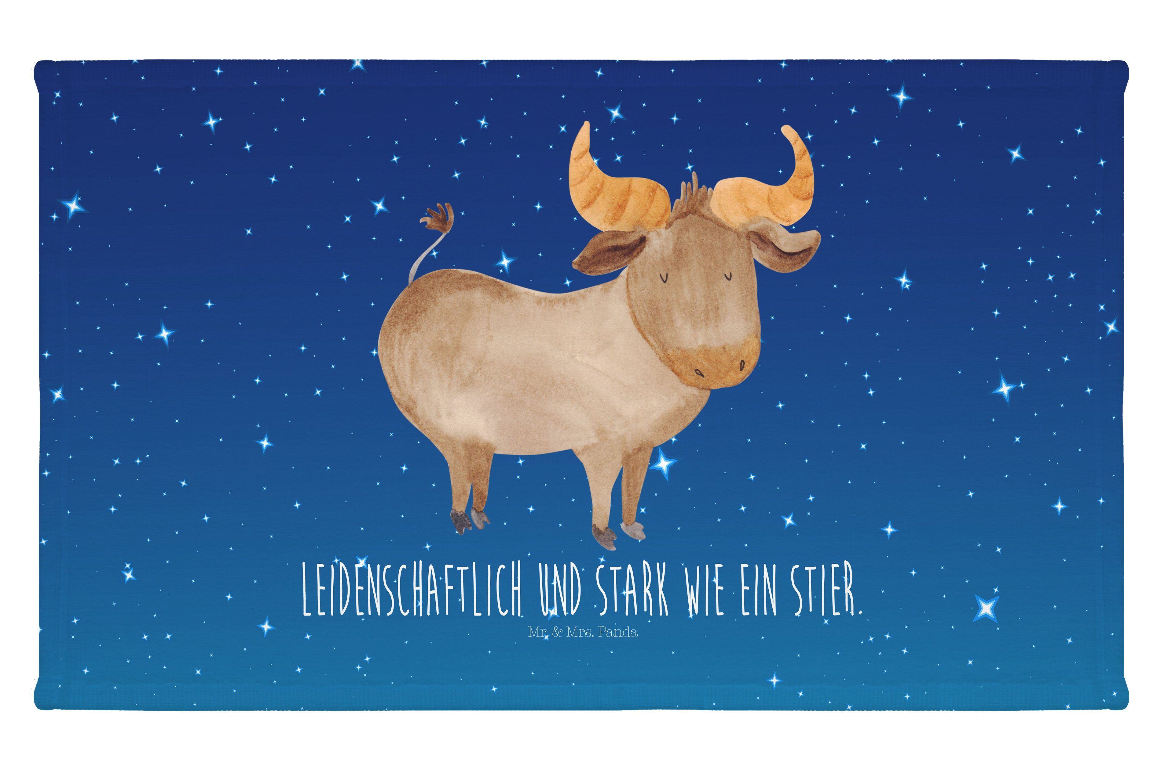 Mr. & Stier Horoskop, Panda Handtuch Sternzeichen (1-St) Gästetu, Geschenk, - Mrs. - Sternenhimmel Blau