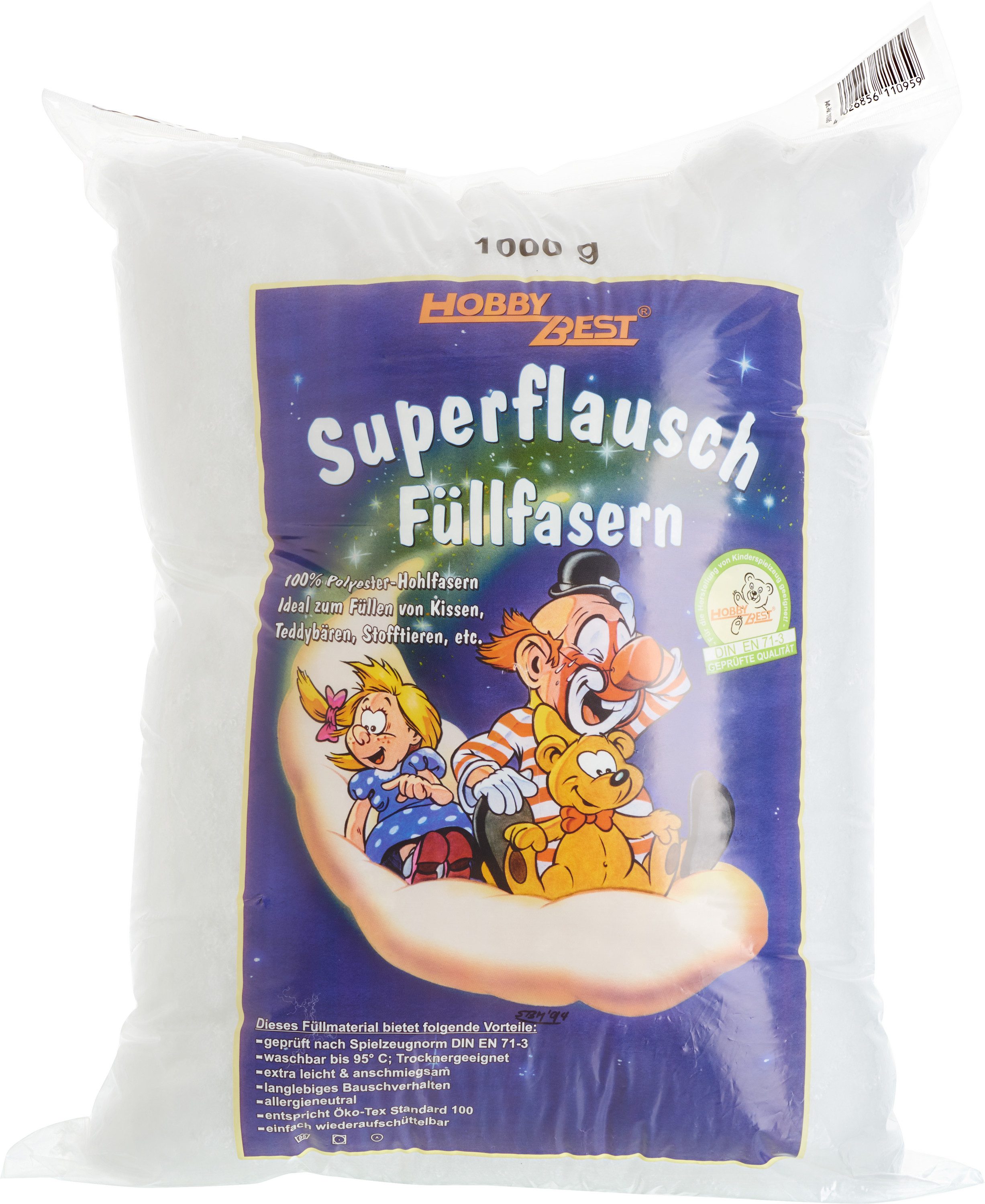 VBS Kuscheltier Füllwatte, weiß, weiß, 1.000 g