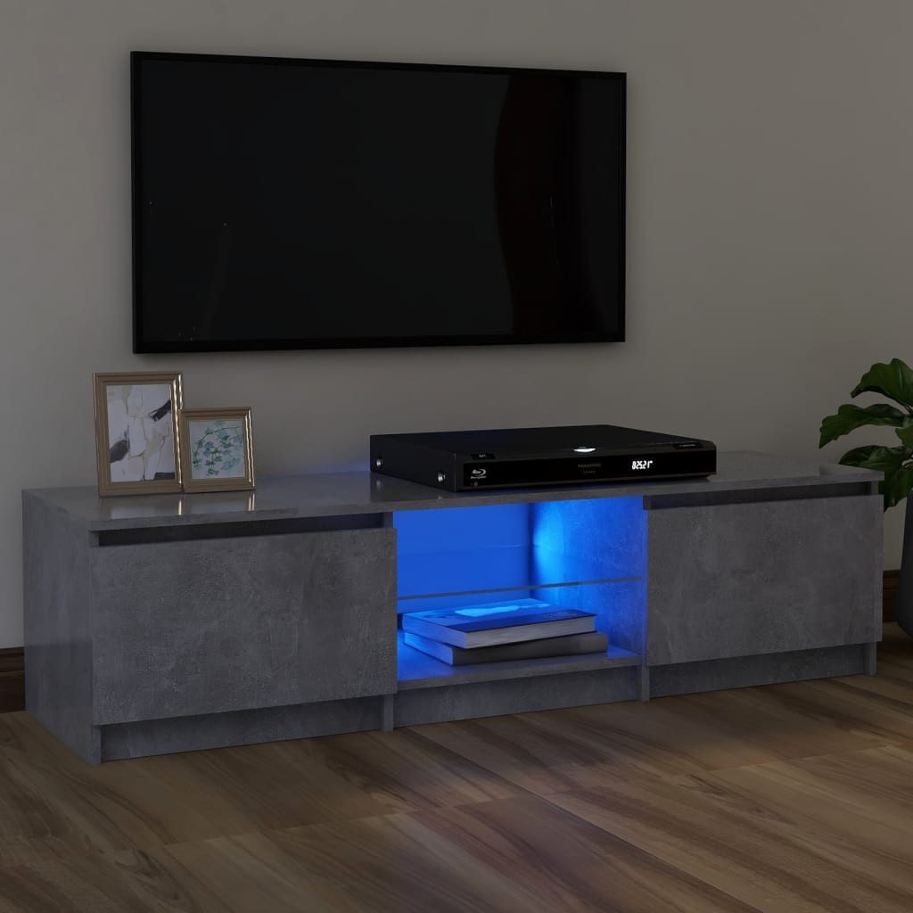 vidaXL TV-Schrank 120 x 30 x 36 cm TV-Schrank mit LED Leuchten Betongrau 120x30x35,5 cm