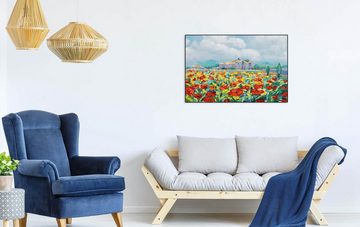KUNSTLOFT Gemälde Mohnblumenzeit 93x63 cm, Leinwandbild 100% HANDGEMALT Wandbild Wohnzimmer