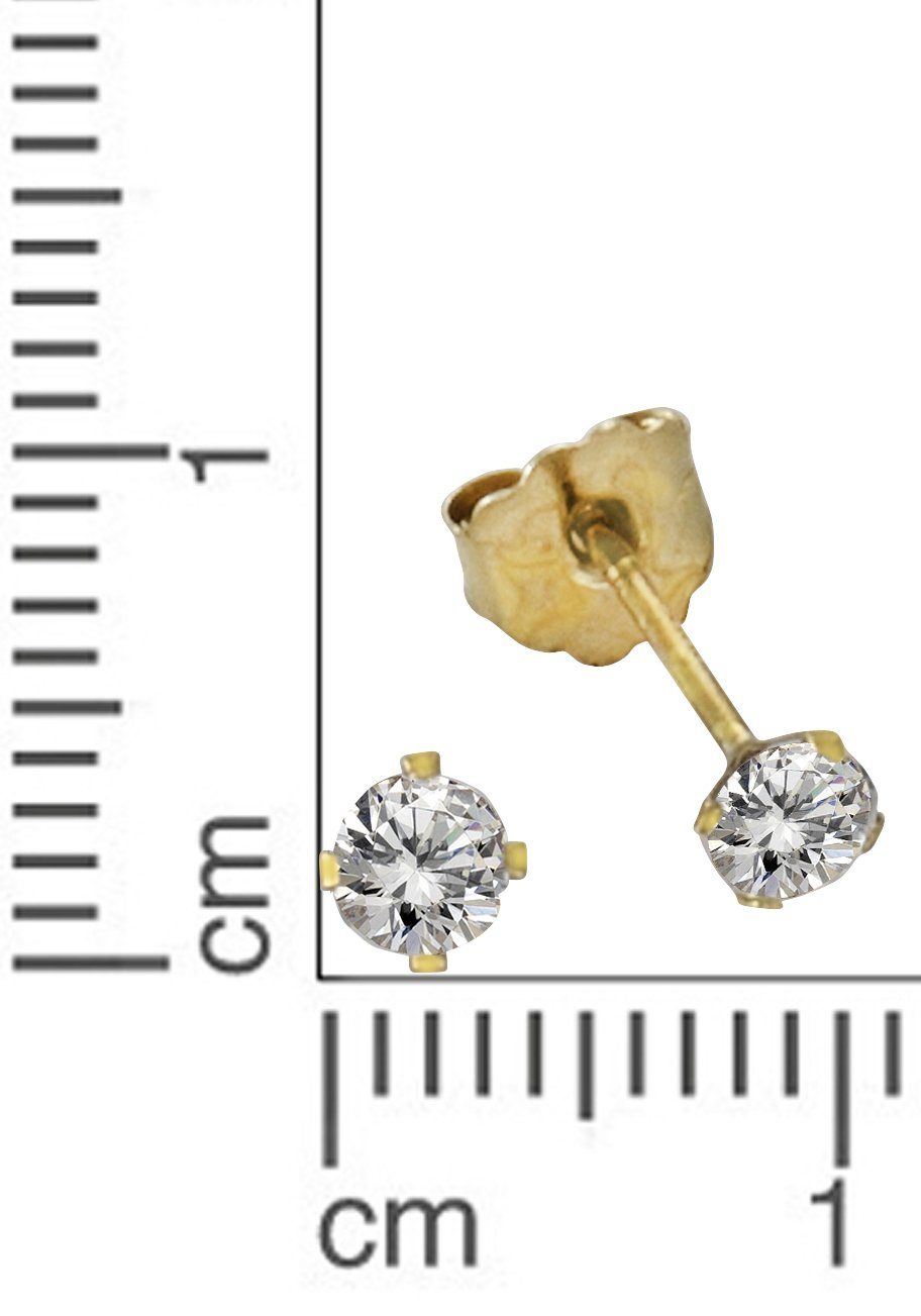 Firetti Paar Ohrstecker Schmuck Geschenk Gold 333 Ohrschmuck glänzender Klassiker, mit Zirkonia (synth)