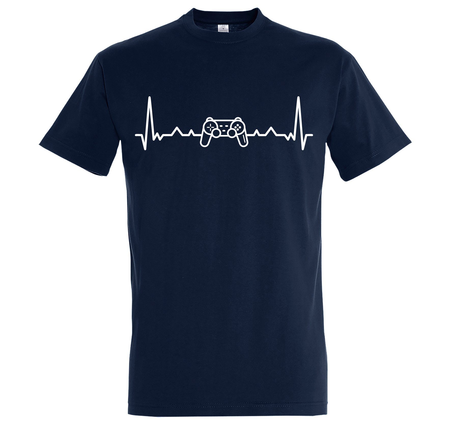 Youth Designz T-Shirt Herzschlag Controller Herren Shirt mit trendigem Gaming Motiv Navyblau