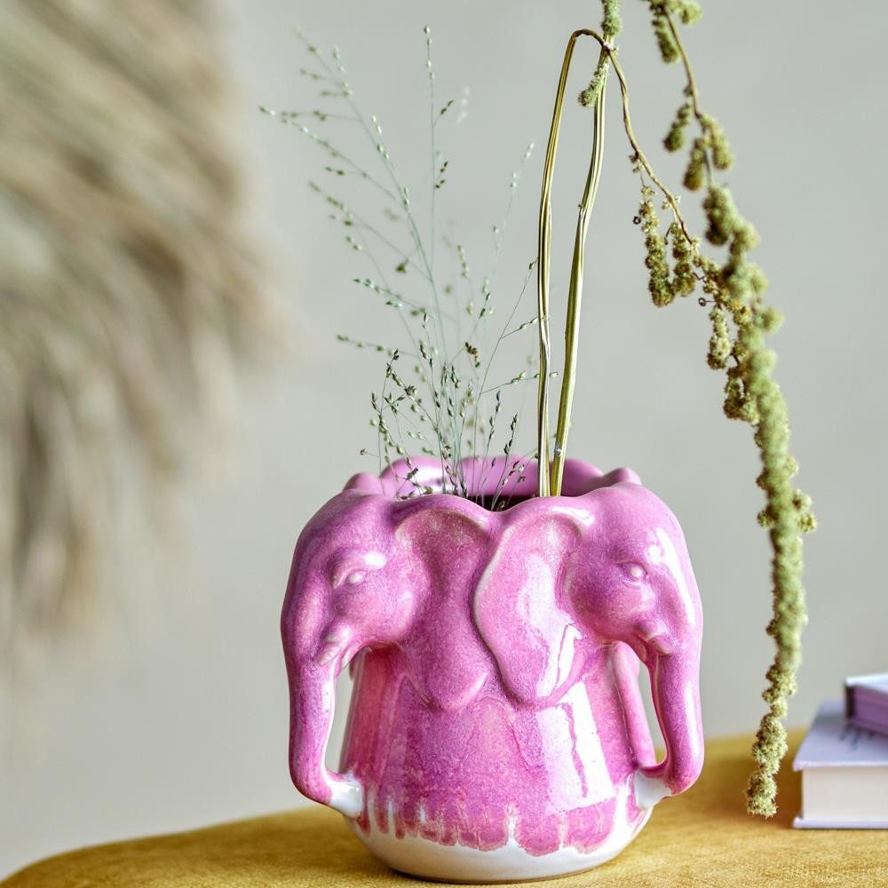 Bloomingville Dekovase Kali Vase blau Steingut Deko Vase Wohnzimmer Tischdeko skulptural, Blumenvase Keramikvase Tischvase, Wohnaccessoire, Nordische Dekoration