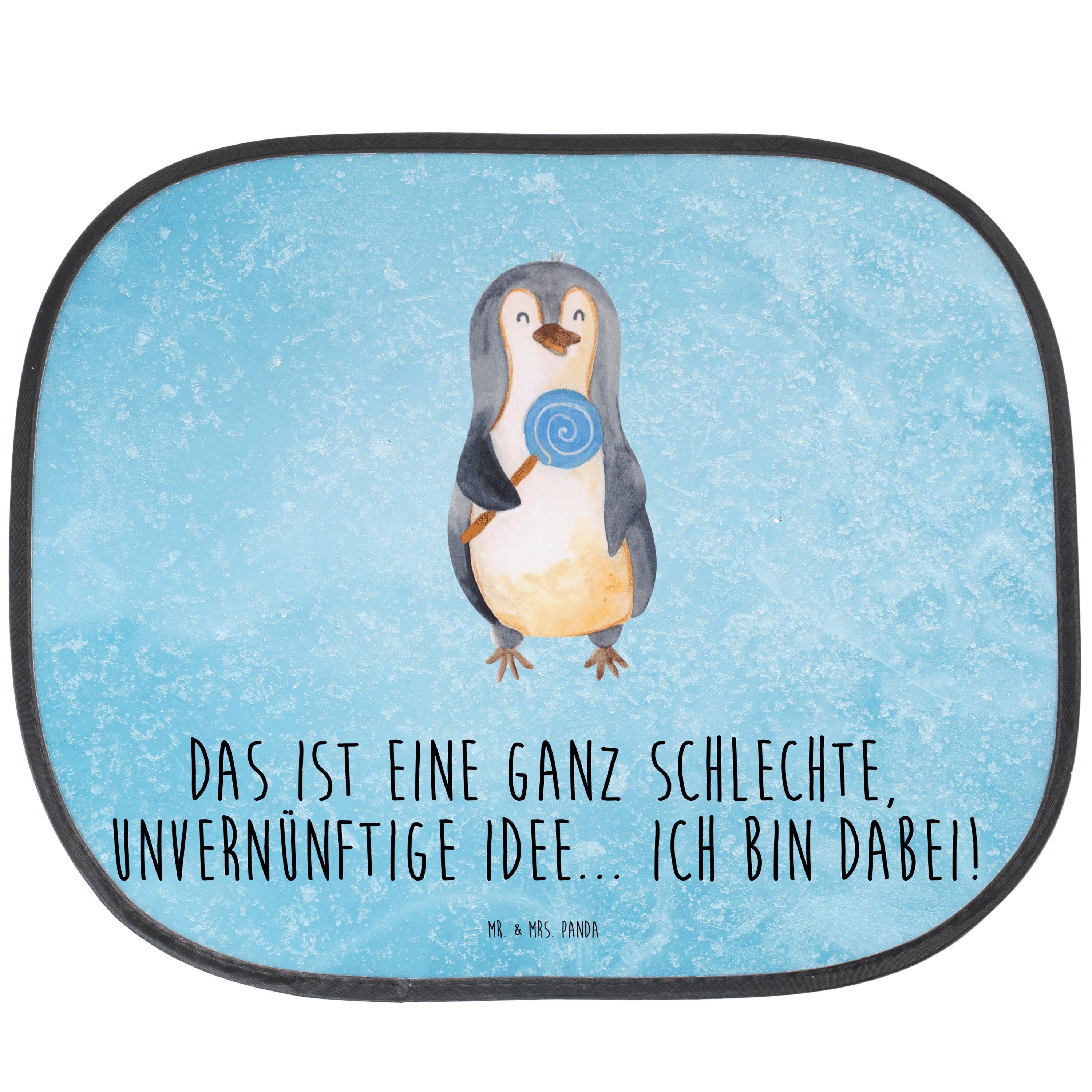 Sonnenschutz Pinguin Lolli - Eisblau - Geschenk, Ganove, Sonne Auto, Sonnenschutzf, Mr. & Mrs. Panda, Seidenmatt